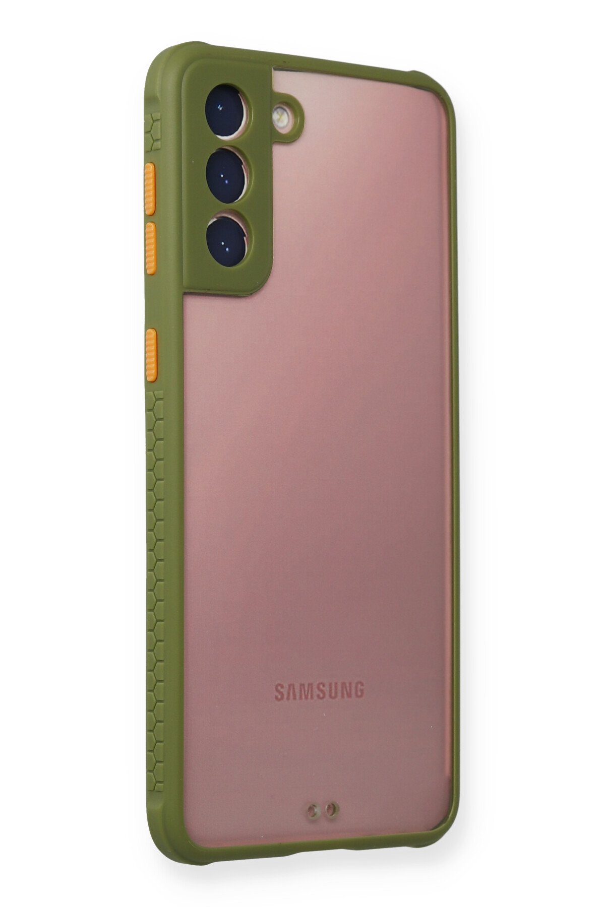 Newface Samsung Galaxy S21 Kılıf Sofya Yüzüklü Silikon Kapak - Gold