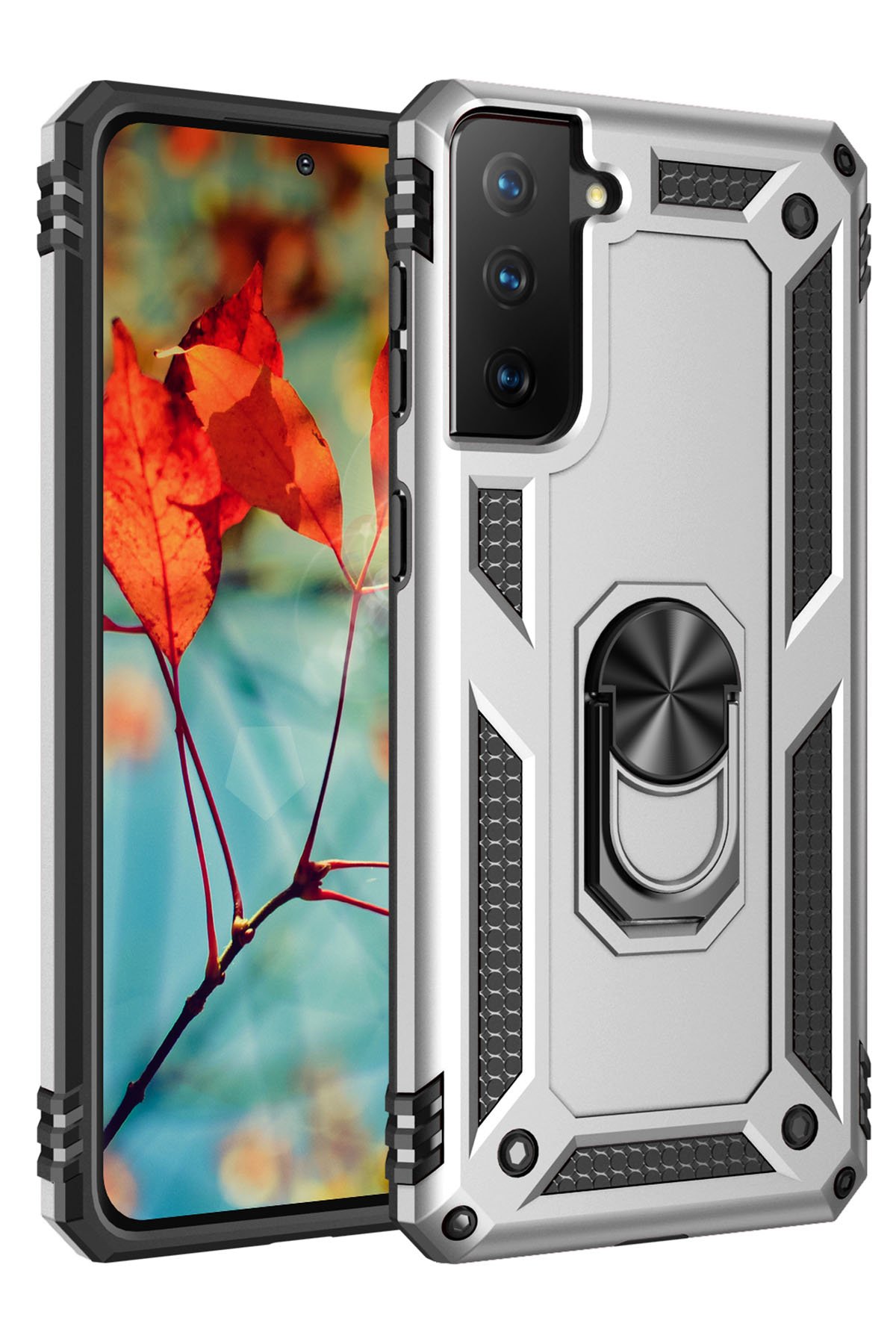 Newface Samsung Galaxy S21 Plus Kılıf Platin Silikon - Kırmızı