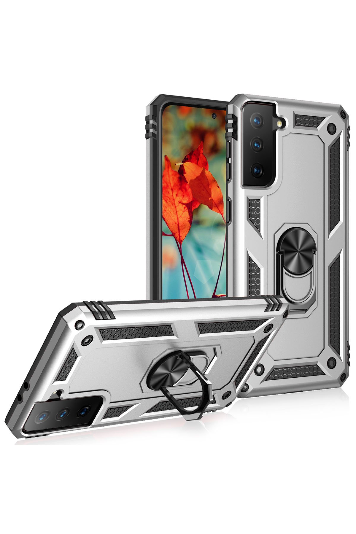 Newface Samsung Galaxy S21 Plus Kılıf Platin Silikon - Kırmızı