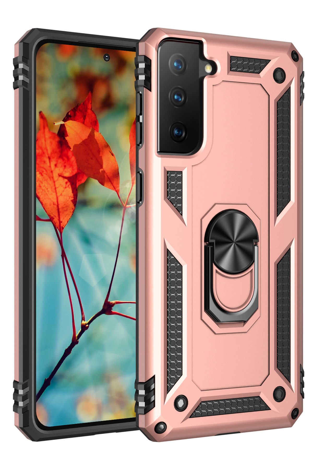 Newface Samsung Galaxy S21 Plus Kılıf Platin Kamera Koruma Silikon - Pembe