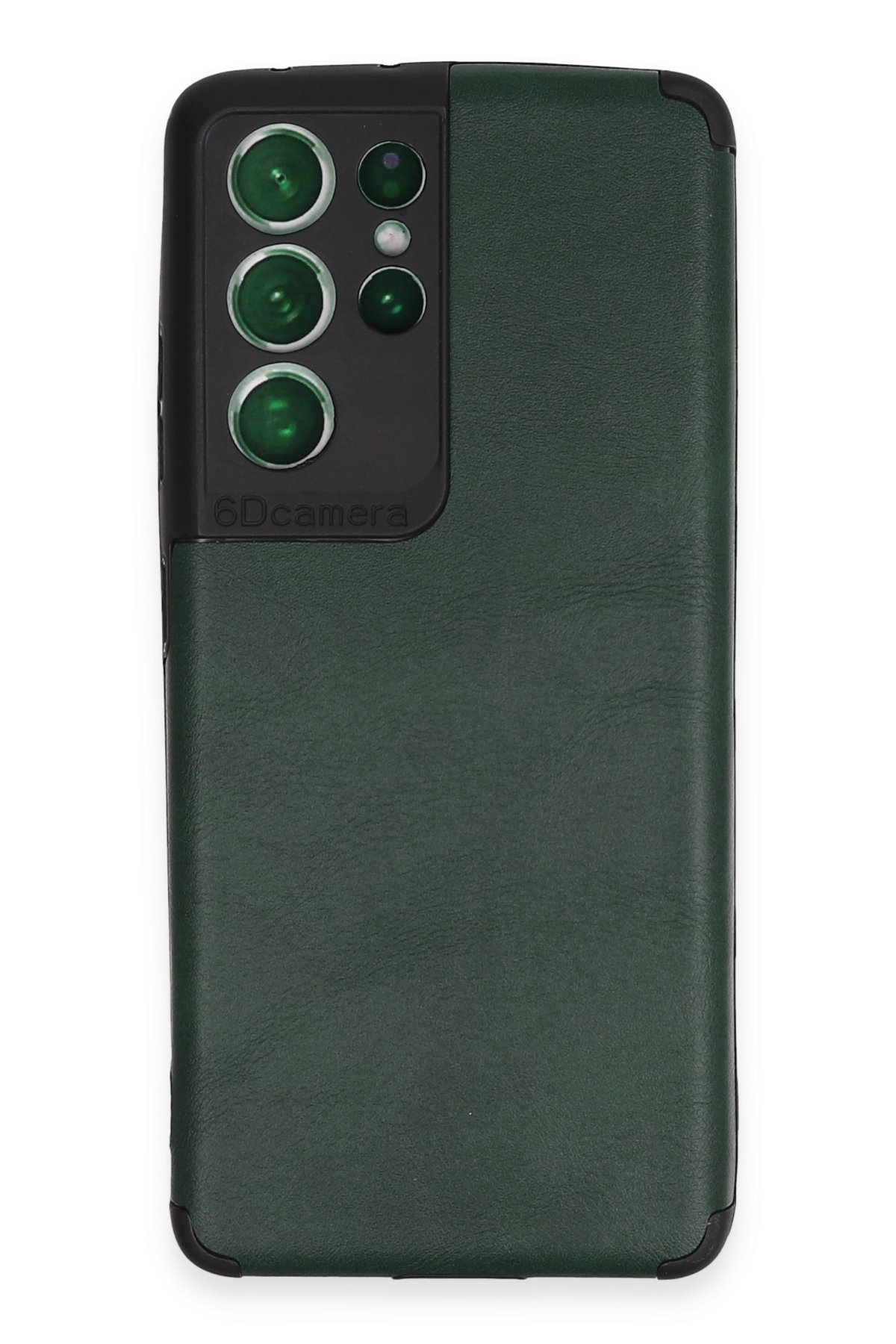 Newface Samsung Galaxy S21 Ultra Kılıf Razer Lensli Silikon - Yeşil