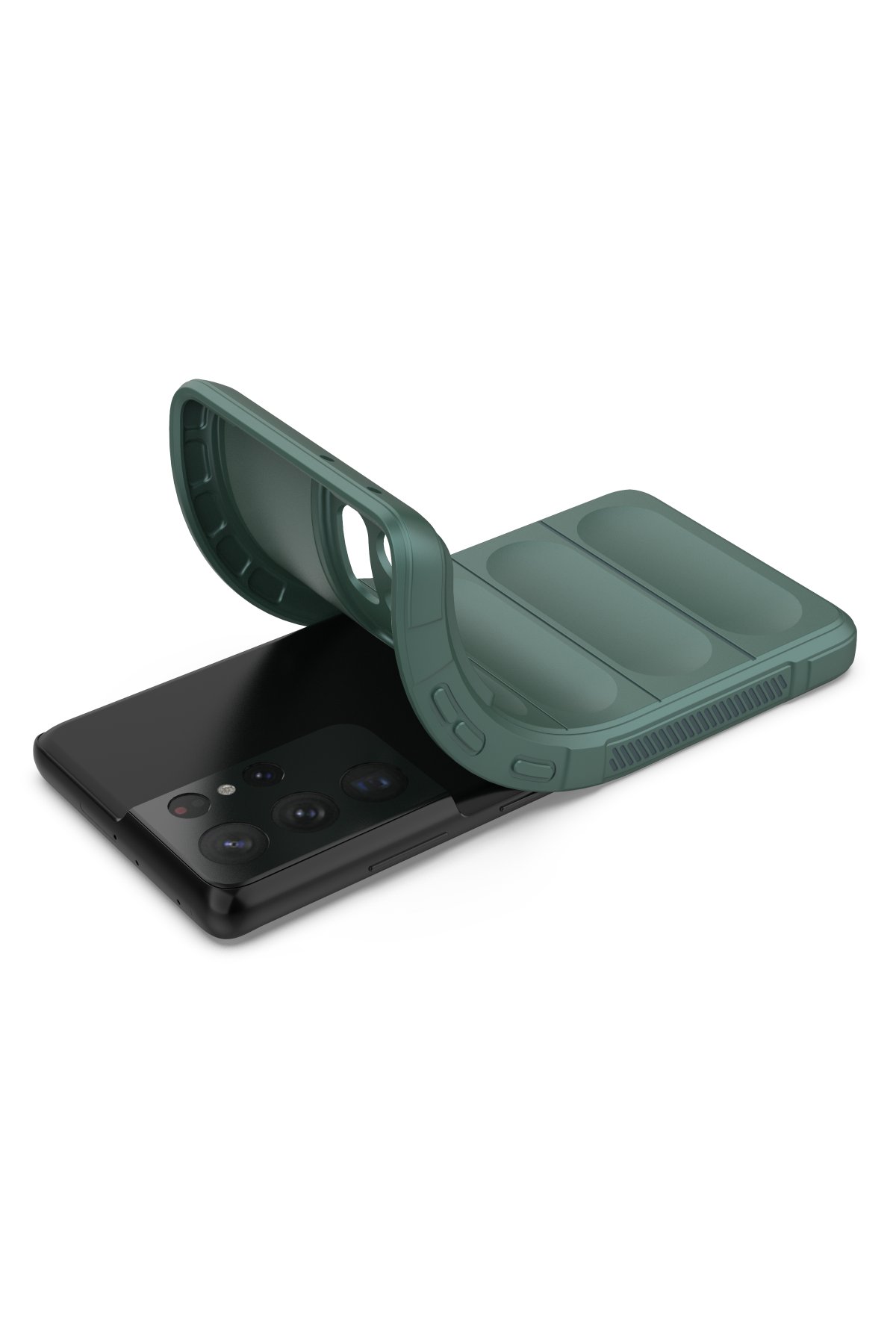 Newface Samsung Galaxy S21 Ultra Kılıf Liva Lens Silikon - Yeşil