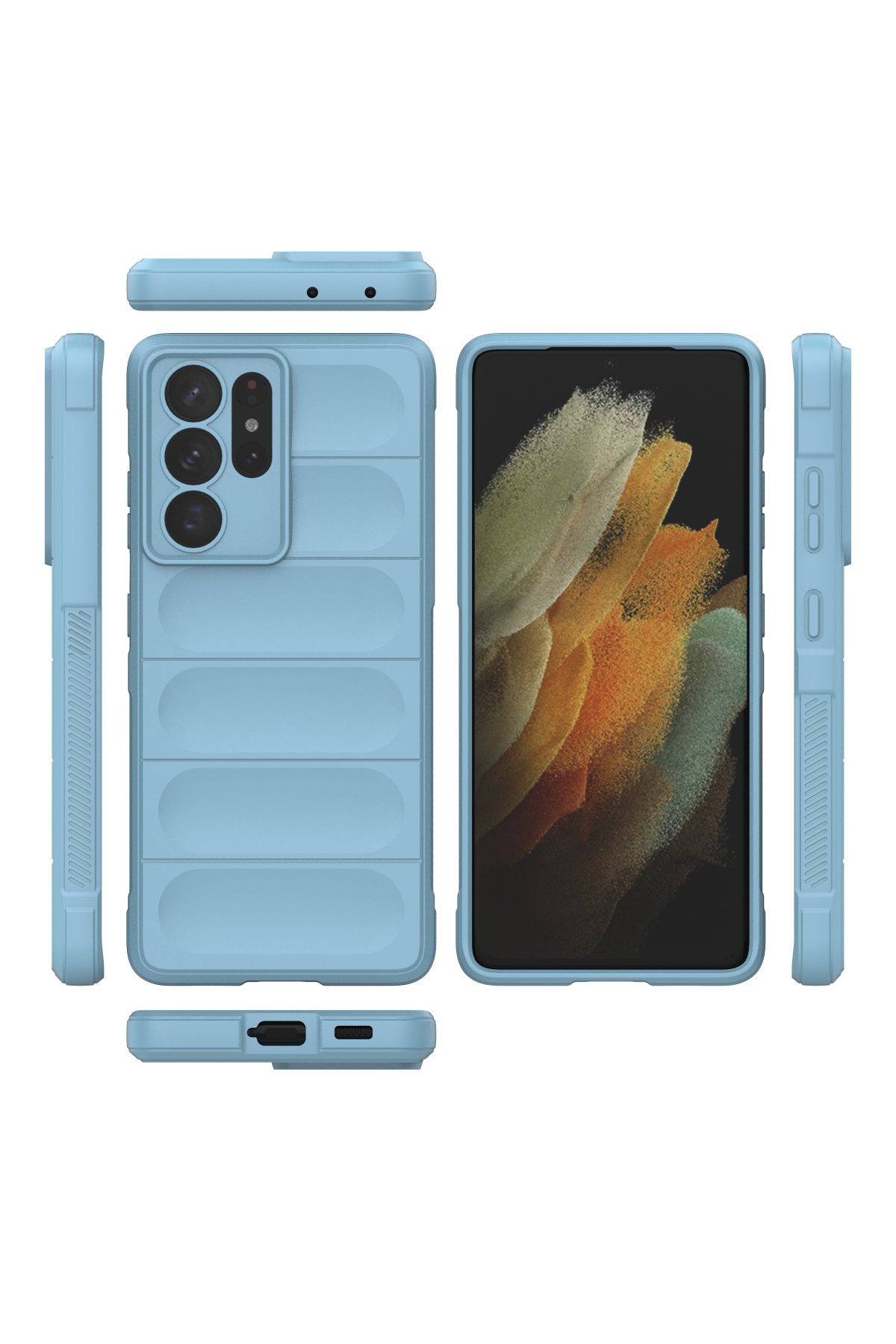 Newface Samsung Galaxy S21 Ultra Kılıf Nano içi Kadife Silikon - Kırmızı