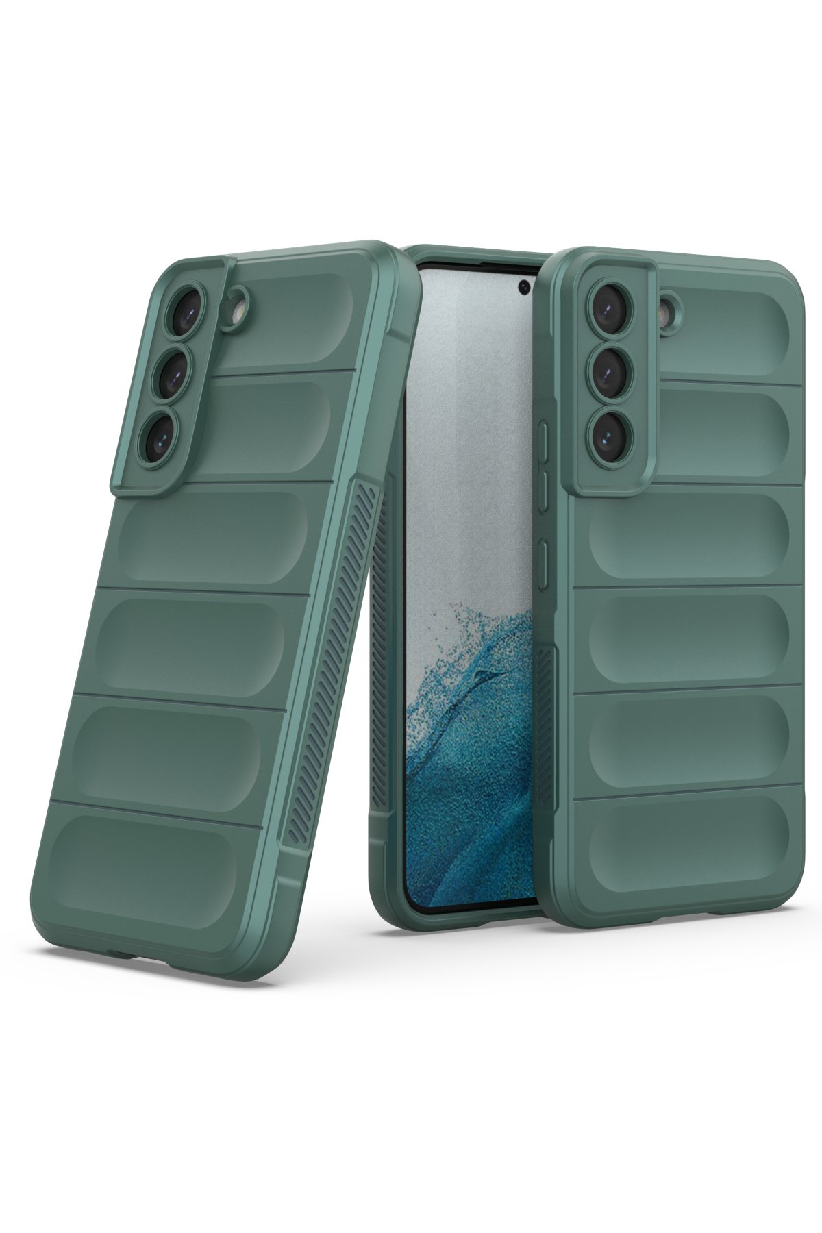 Newface Samsung Galaxy S22 Kılıf Pars Lens Yüzüklü Silikon - Yeşil