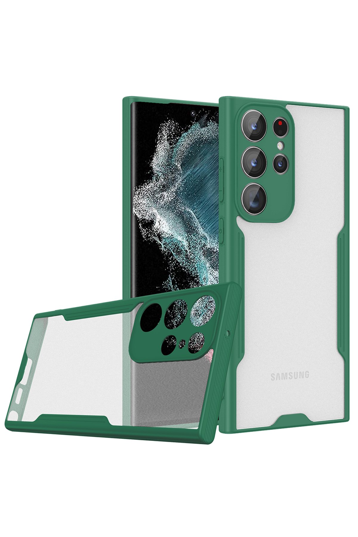 Newface Samsung Galaxy S23 Ultra Kılıf Montreal Yüzüklü Silikon Kapak - Lacivert