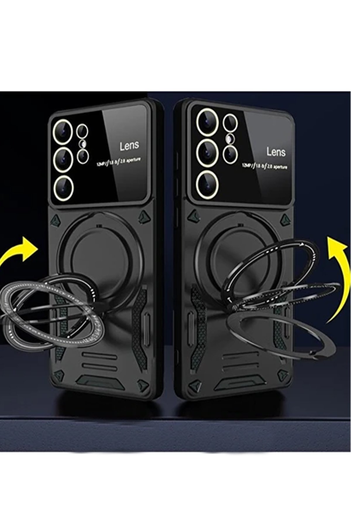 Newface Samsung Galaxy S24 Ultra Kılıf Montreal Yüzüklü Silikon Kapak - Lacivert