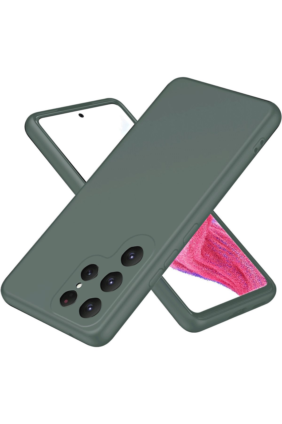 Newface Samsung Galaxy S25 Ultra Kılıf Montreal Yüzüklü Silikon Kapak - Kırmızı