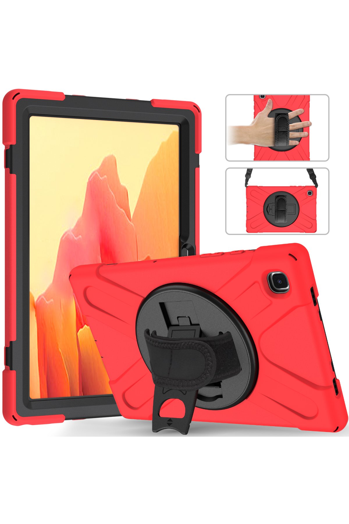 Newface Samsung Galaxy T500 Tab A7 10.4 Kılıf 360 Tablet Deri Kılıf - Kırmızı