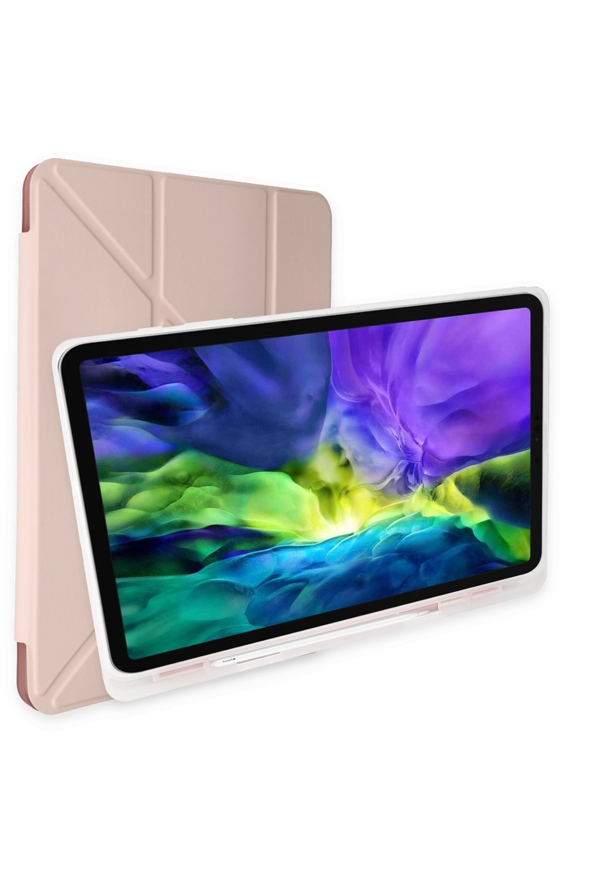 Newface Samsung Galaxy T737 Tab S7 FE 12.4 Kılıf 360 Tablet Deri Kılıf - Pembe