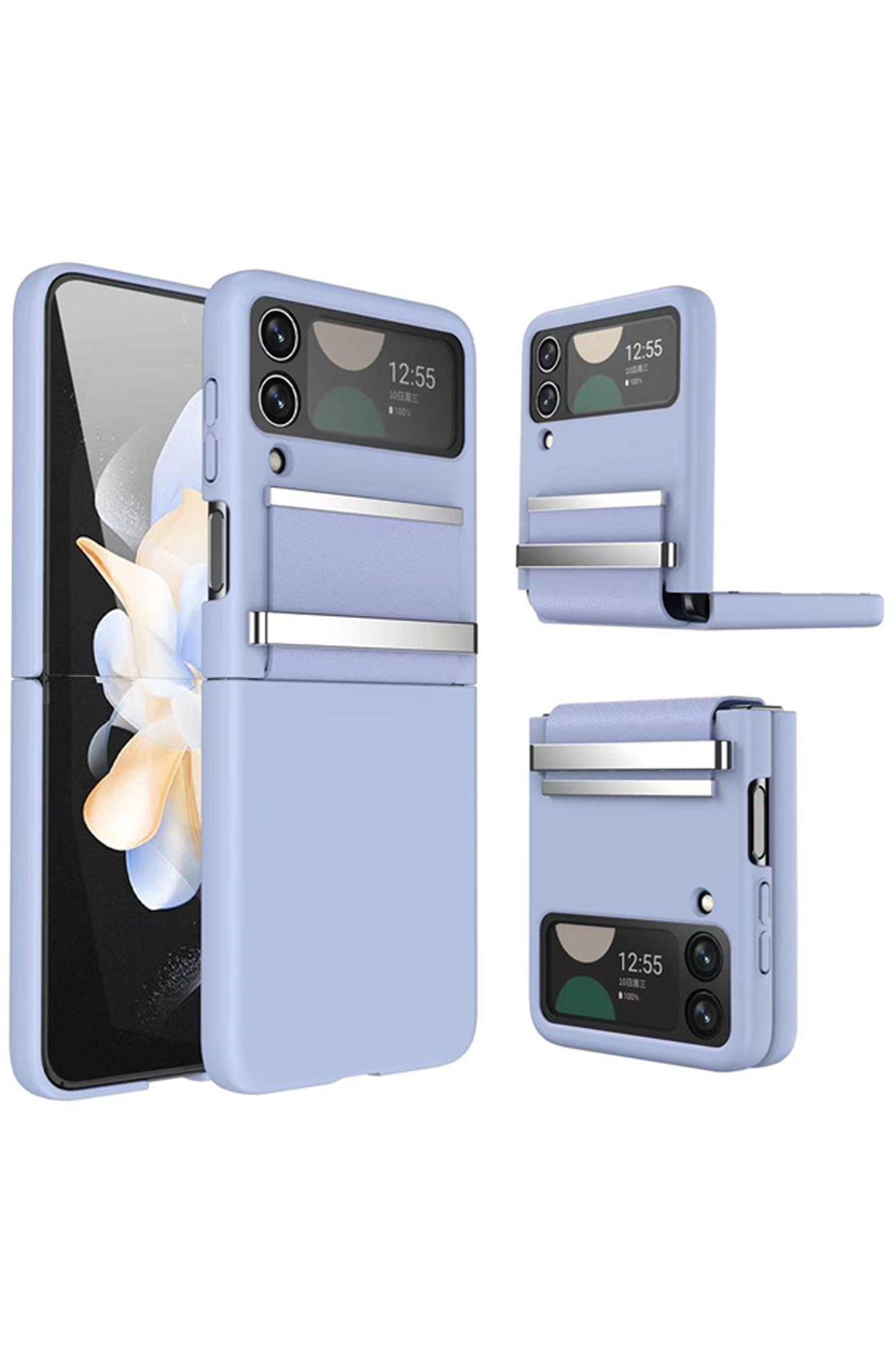 Newface Samsung Galaxy Z Flip 3 Kılıf Belt Flip Kapak - Siyah