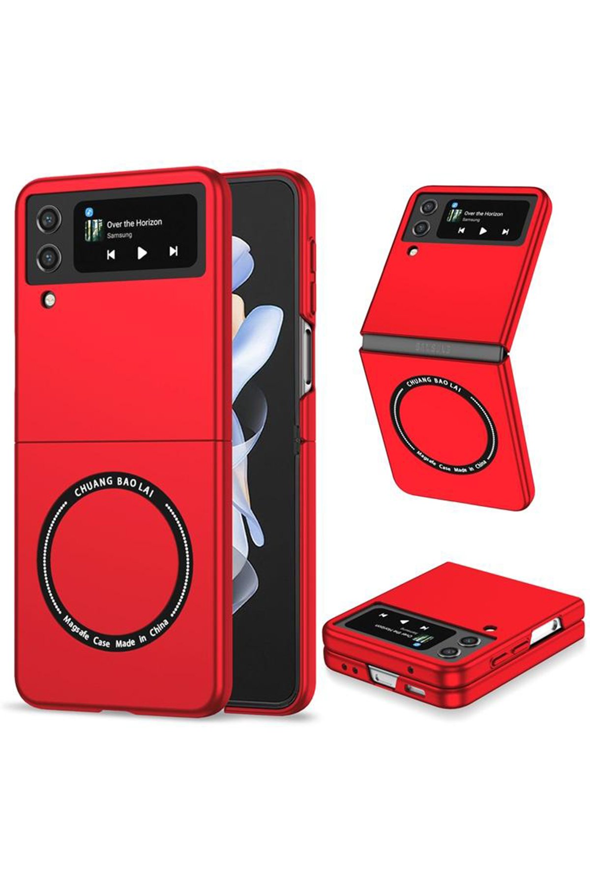 Newface Samsung Galaxy Z Flip 3 Kılıf Belt Flip Kapak - Lacivert