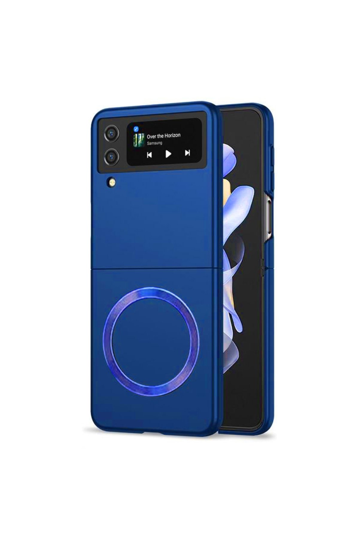 Newface Samsung Galaxy Z Flip 3 Kılıf Belt Flip Kapak - Lacivert