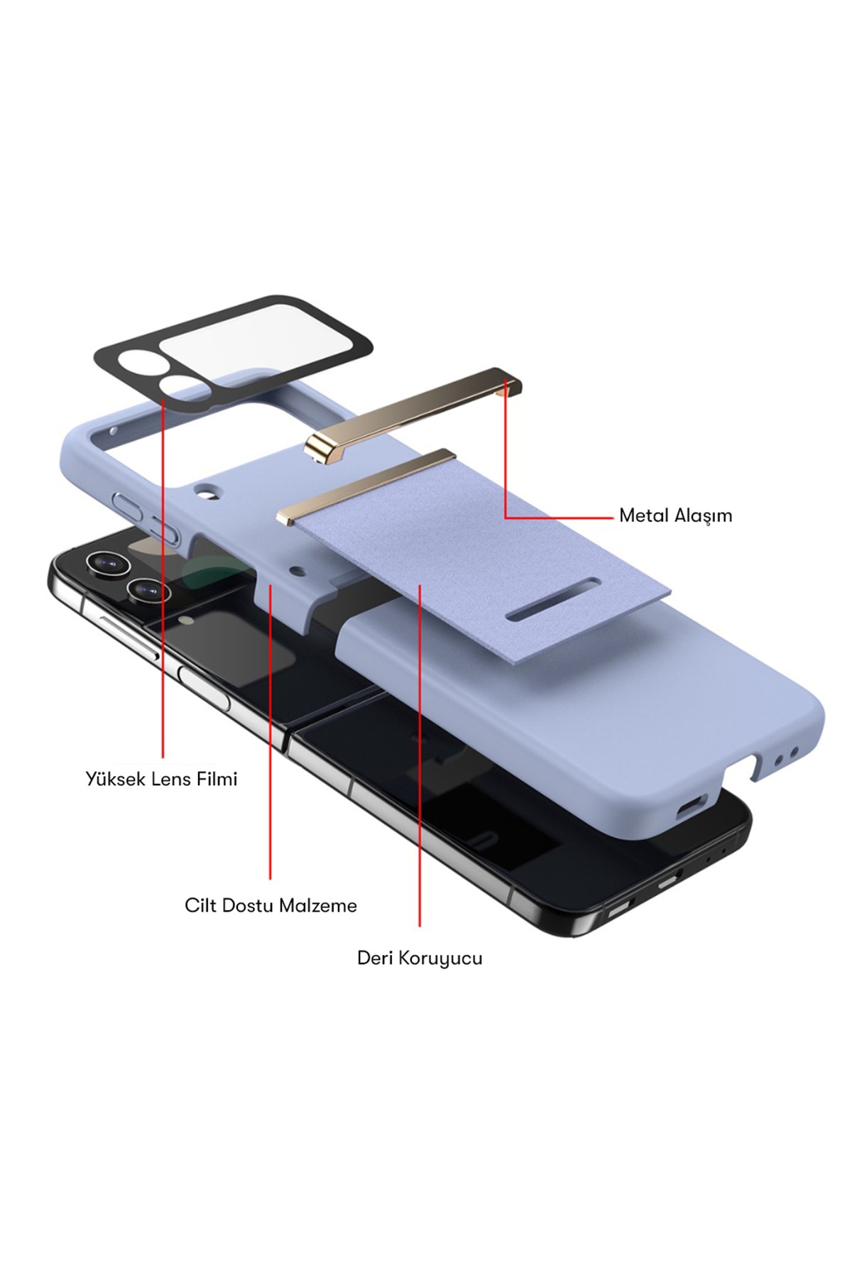 Newface Samsung Galaxy Z Flip 4 Kılıf Fold Element Kapak - Gümüş