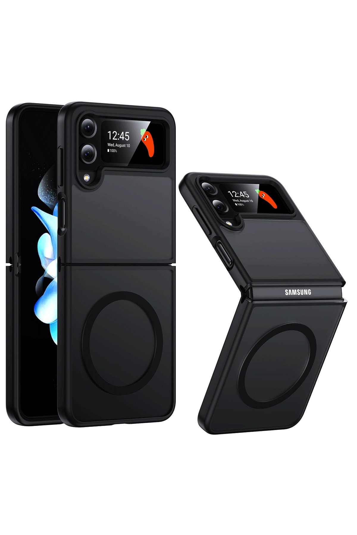 Newface Samsung Galaxy Z Flip 4 Kılıf Belt Flip Kapak - Lacivert