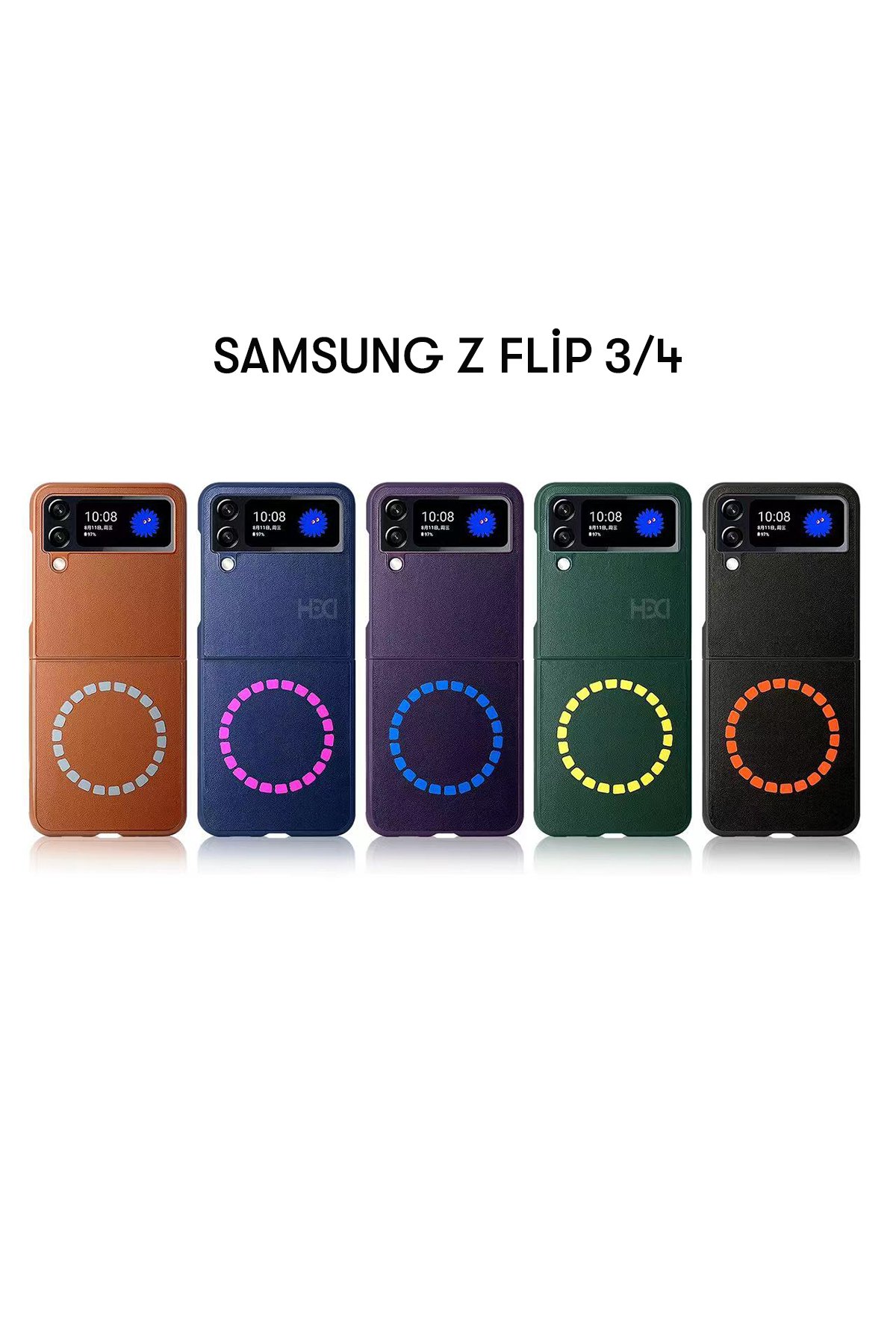 HDD Samsung Galaxy Z Flip 4 Kılıf HBC-155 Lizbon Kapak - Koyu Yeşil