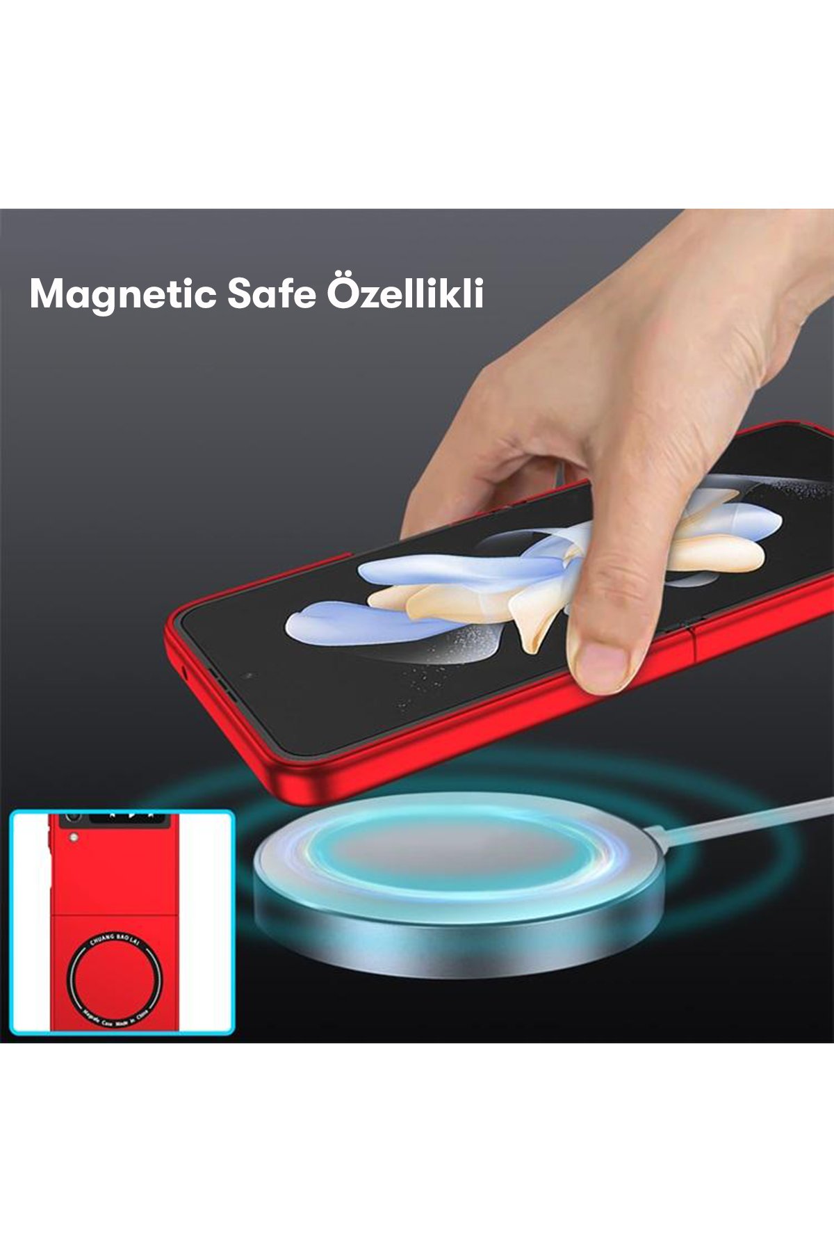 Newface Samsung Galaxy Z Flip 4 Kılıf Belt Flip Kapak - Lacivert
