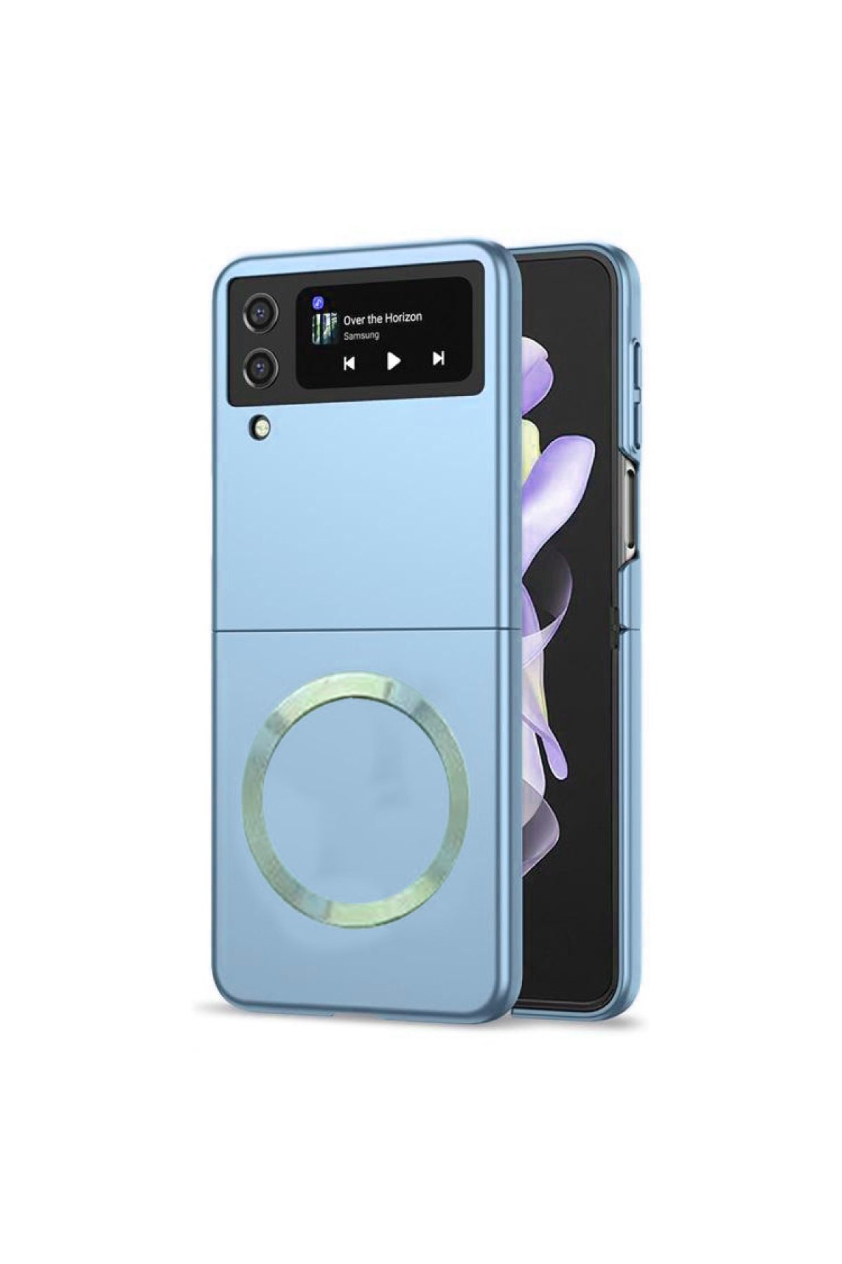 Newface Samsung Galaxy Z Flip 4 Kılıf Belt Flip Kapak - Lacivert