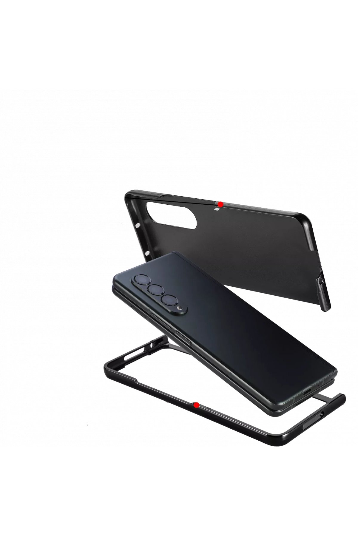 Newface Samsung Galaxy Z Fold 3 Kılıf Fold Karbon Kapak - Siyah