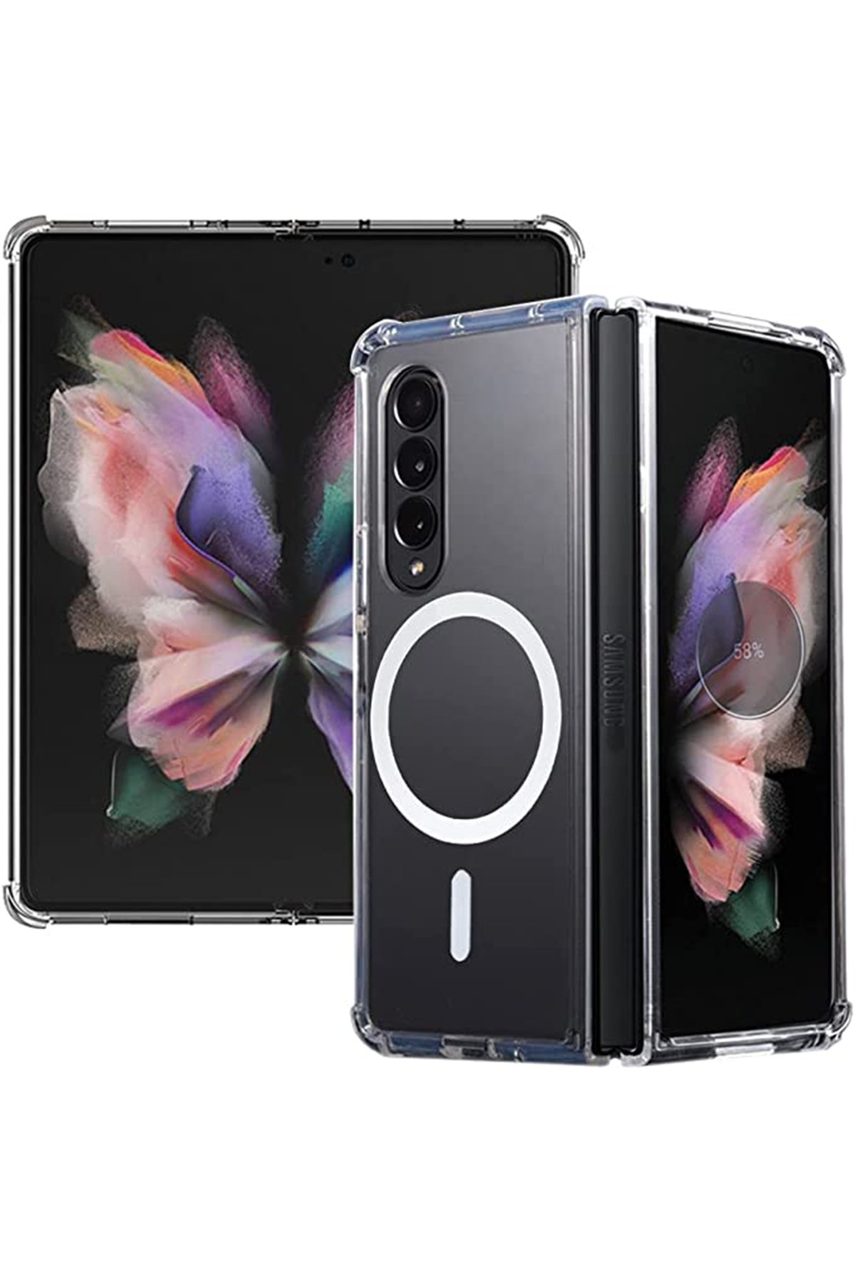 Newface Samsung Galaxy Z Fold 3 Kılıf Fold Kapak - Karbon