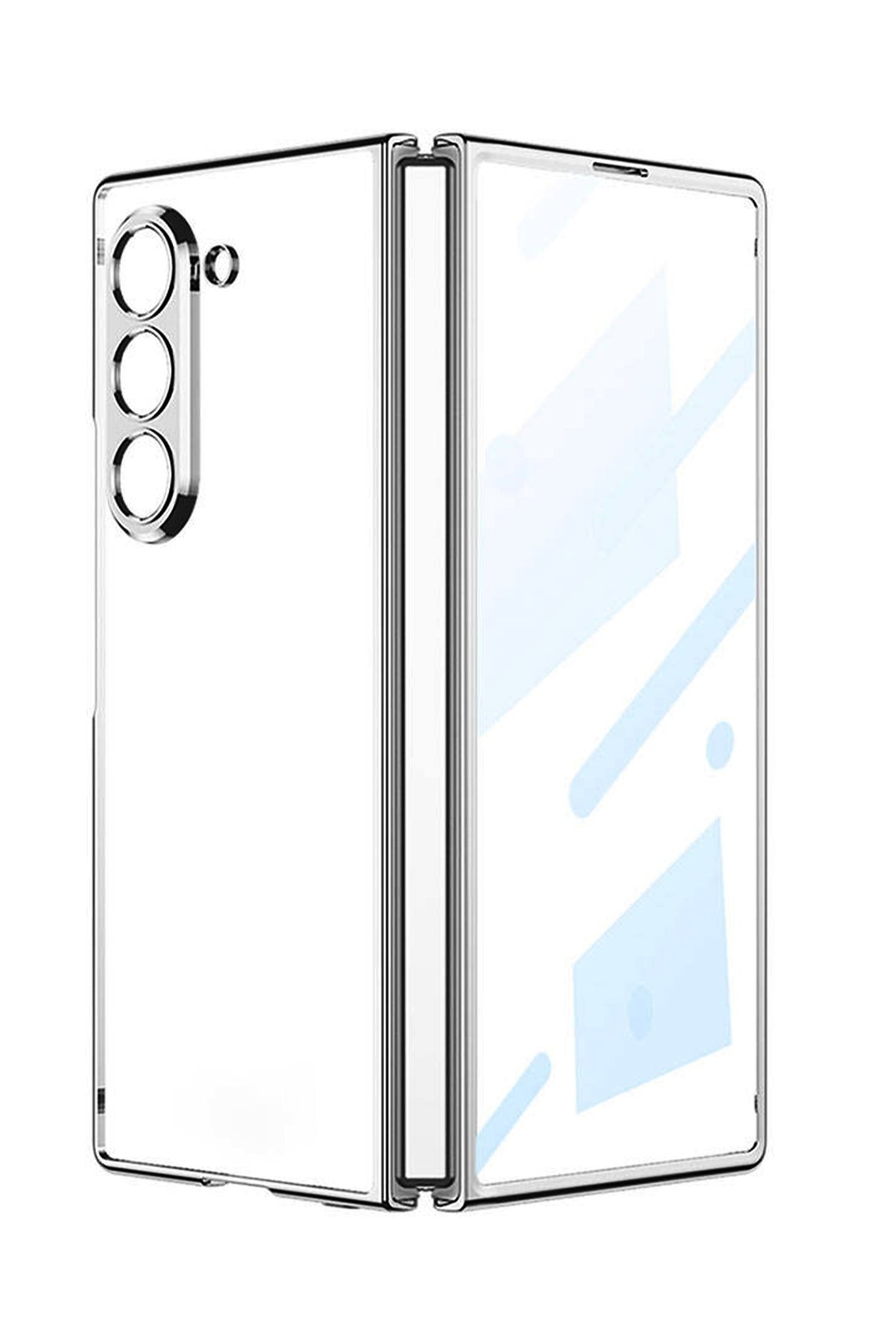Newface Samsung Galaxy Z Fold 5 Kılıf Data Kapak - Pudra