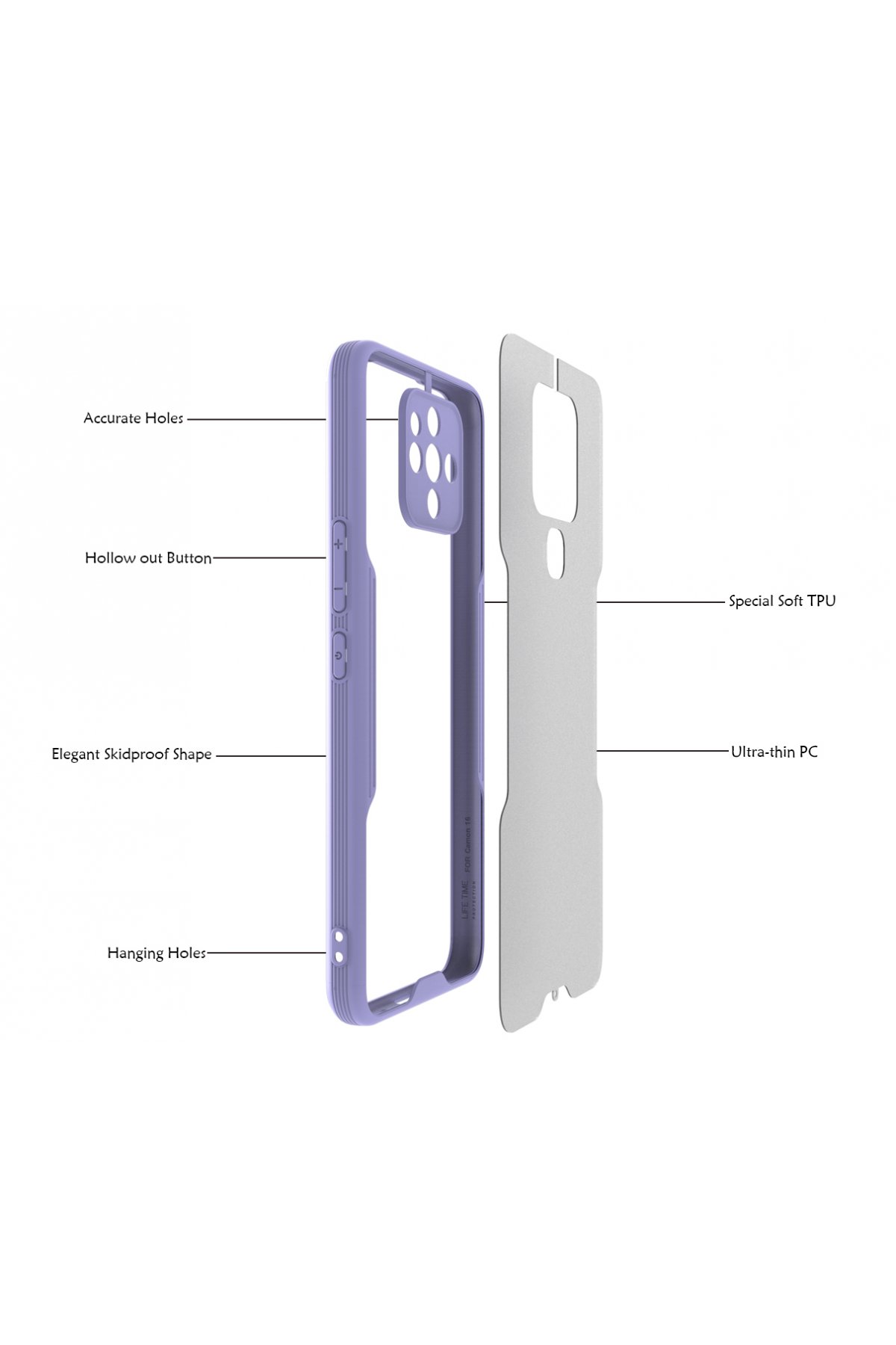 Newface Tecno Camon 16 Kılıf Nano içi Kadife Silikon - Gri