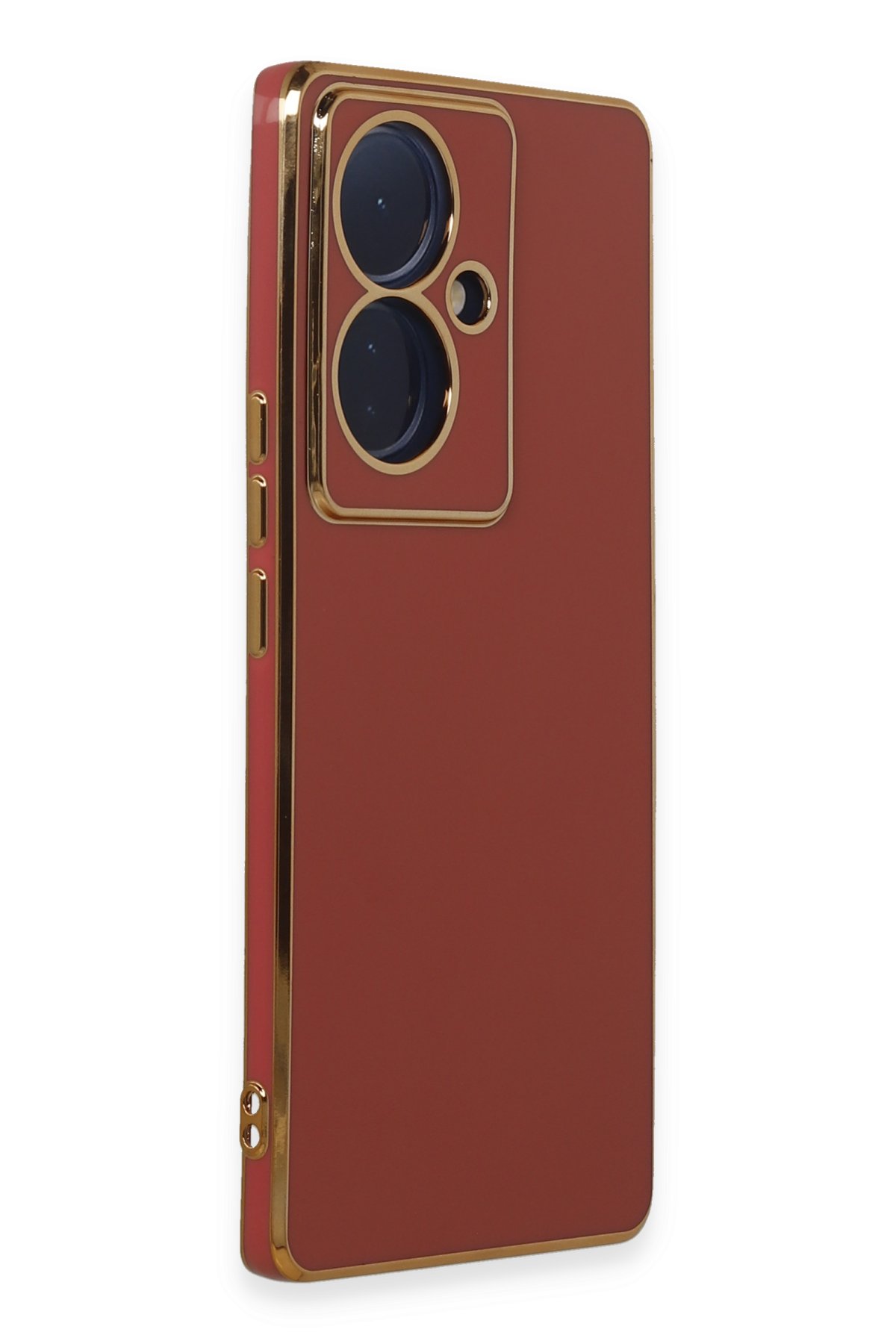 Newface Vivo V29 Lite Kılıf Razer Lensli Silikon - Gold