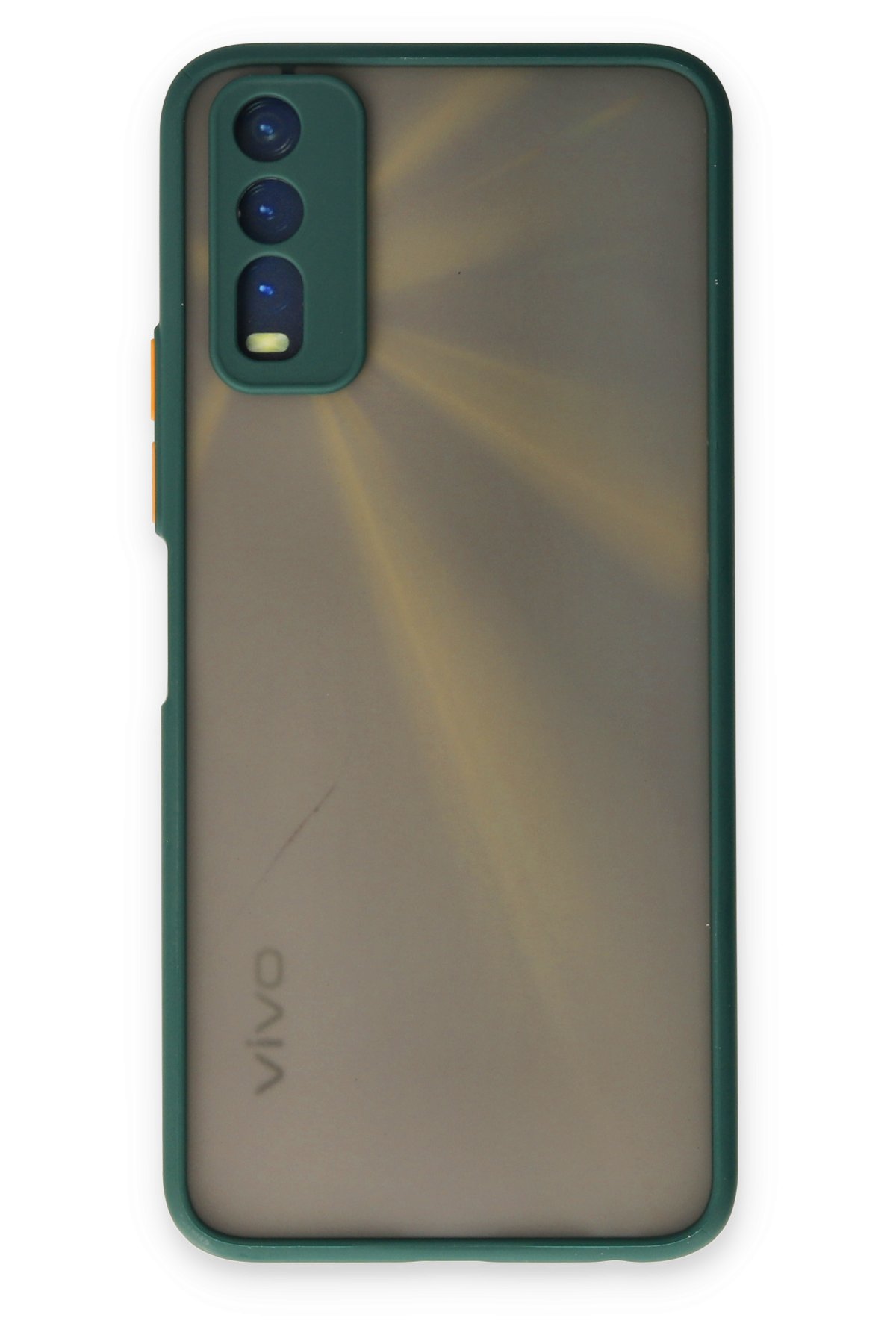 Newface Vivo Y11S Kılıf Lansman Glass Kapak - Sarı