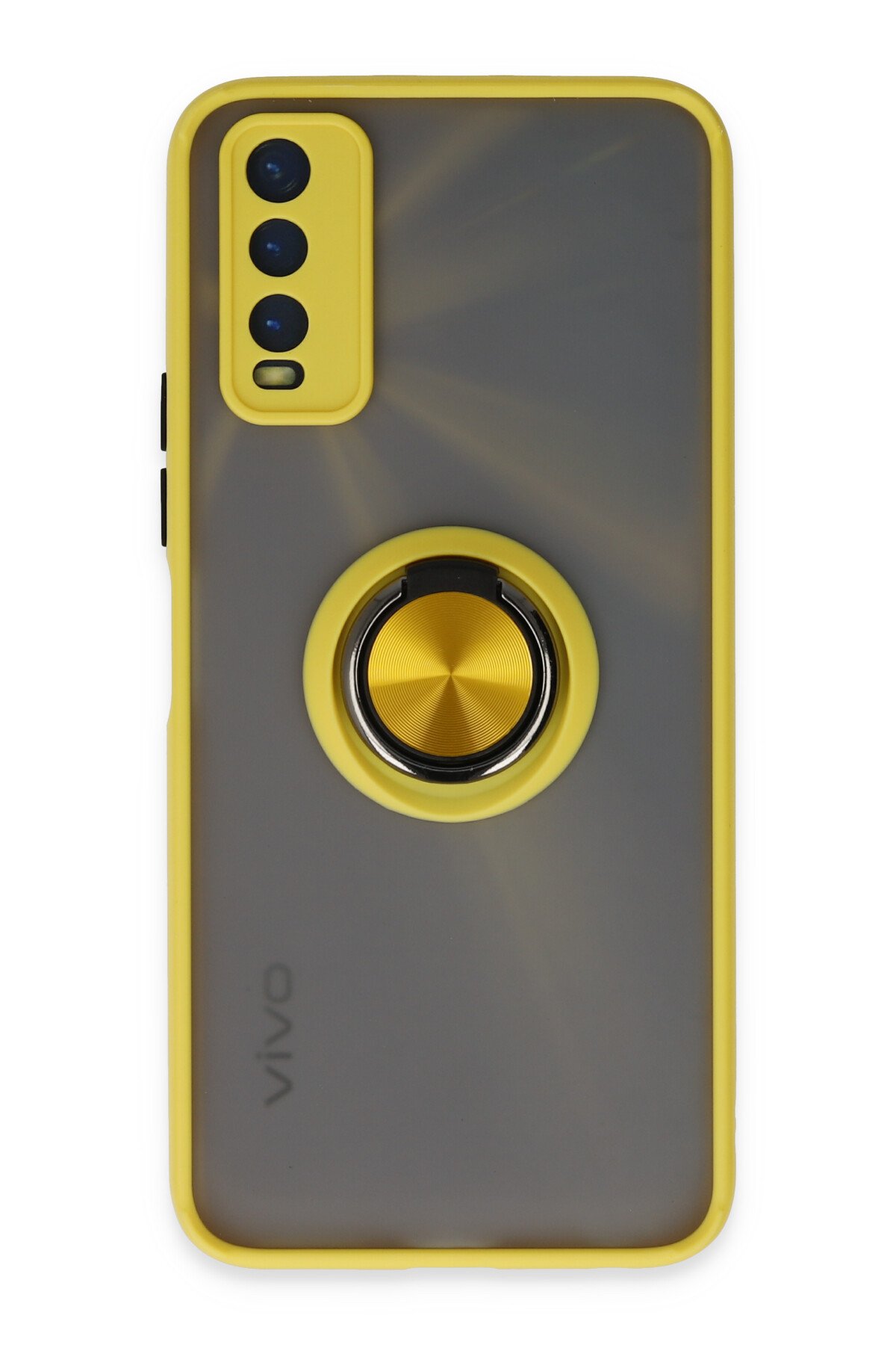 Newface Vivo Y11S Kılıf Lansman Glass Kapak - Sarı