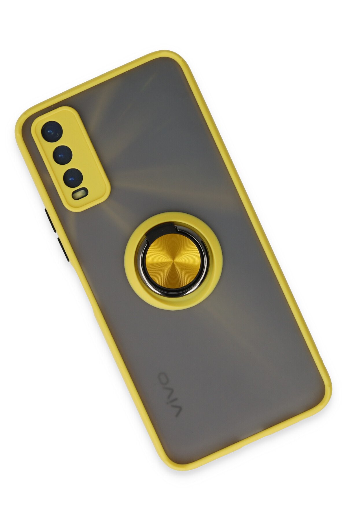 Newface Vivo Y11S Kılıf Lansman Glass Kapak - Sarı