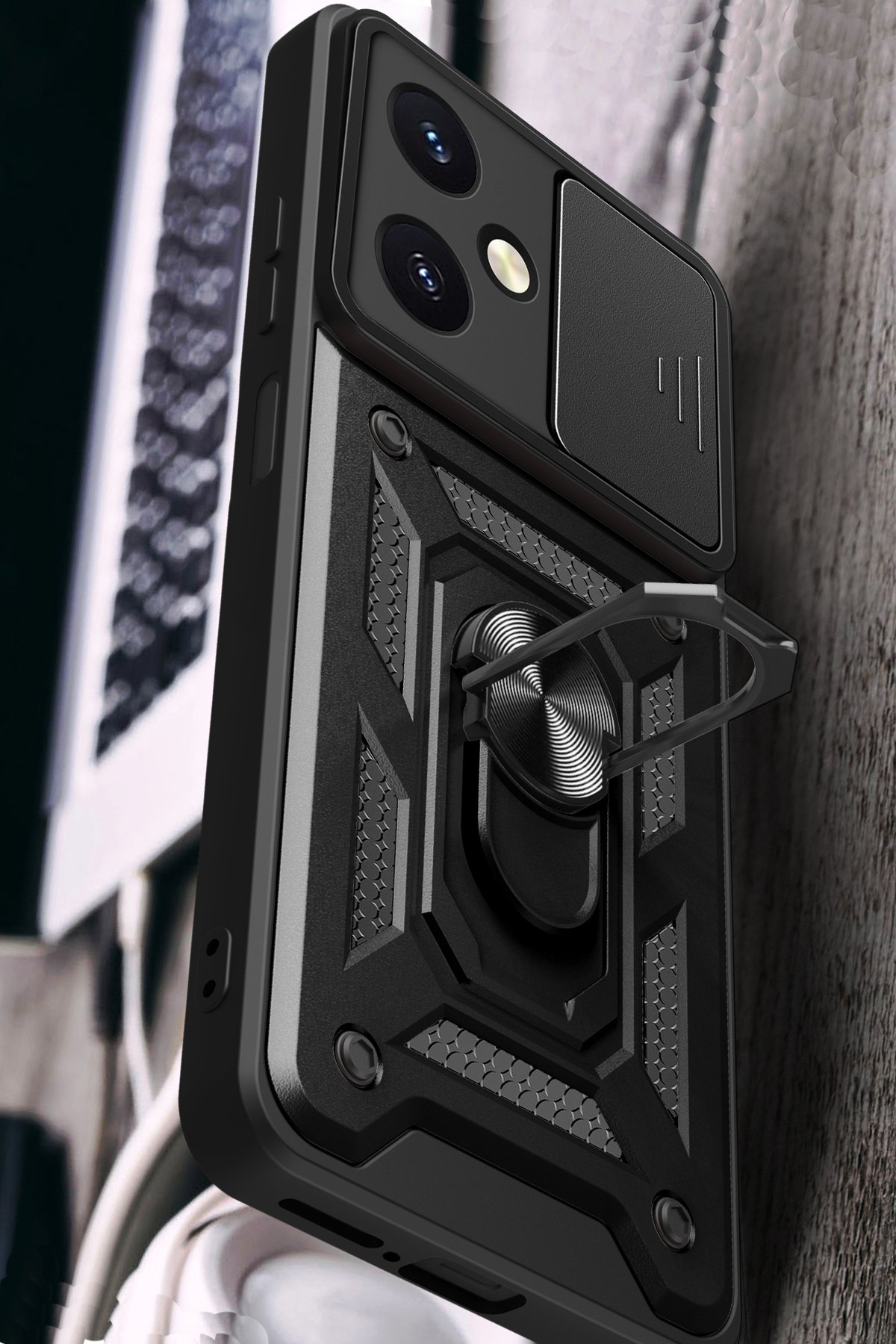 Newface Vivo Y27 Kılıf Razer Lensli Silikon - Gümüş