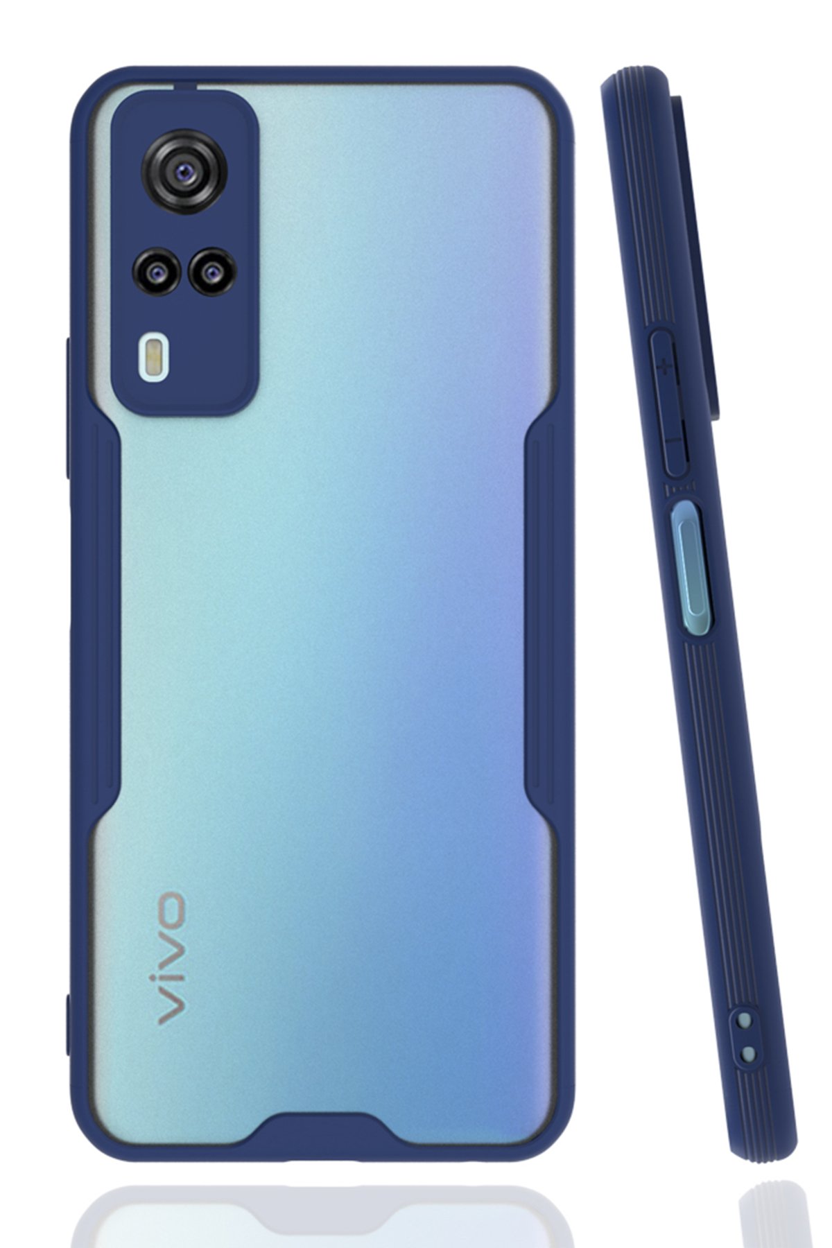 Newface Vivo Y51A Kılıf Platin Silikon - Mavi