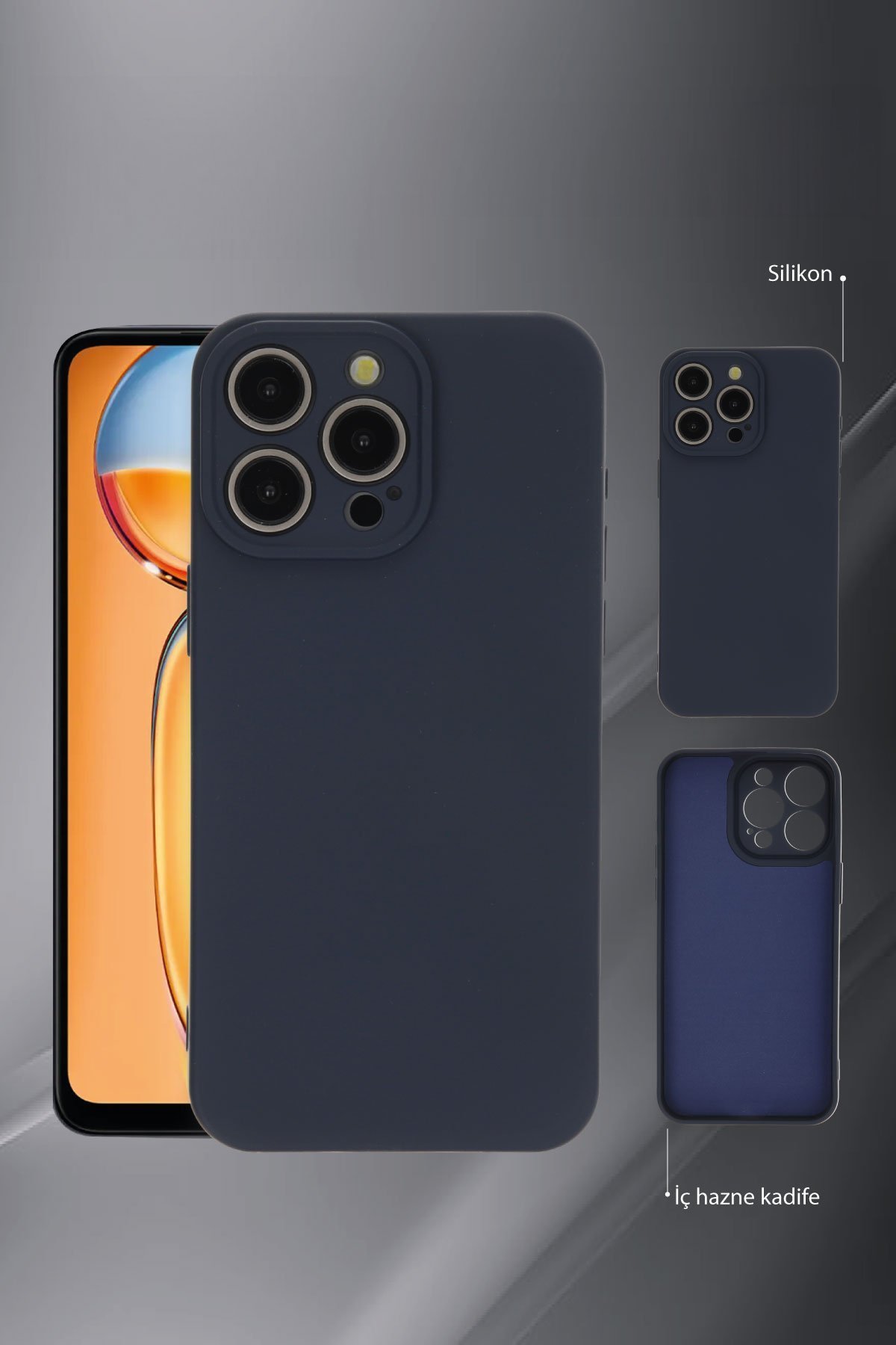 Newface Vivo Y36 Kılıf Montreal Yüzüklü Silikon Kapak - Lacivert