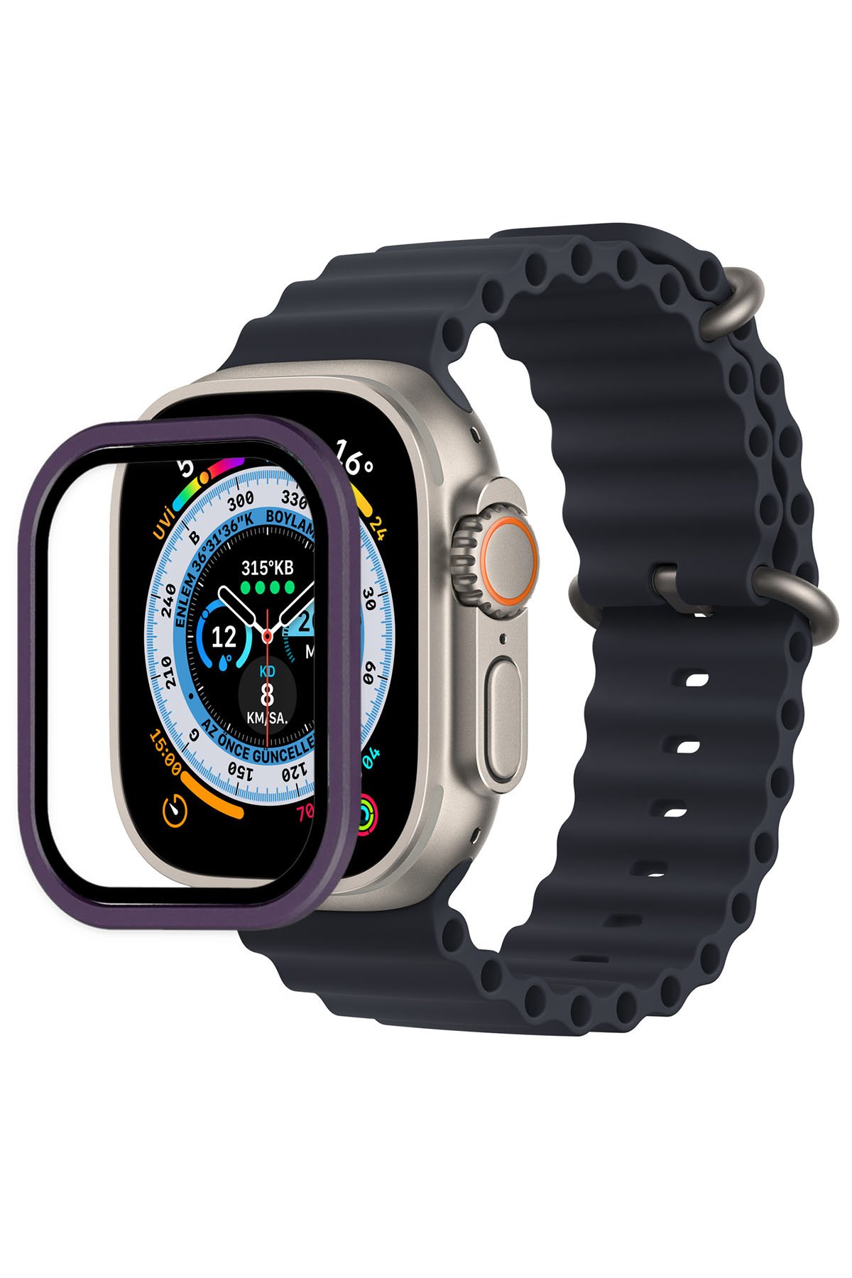 Newface Apple Watch Ultra 49mm Hasırlı Cırtcırtlı Kordon - Kahverengi