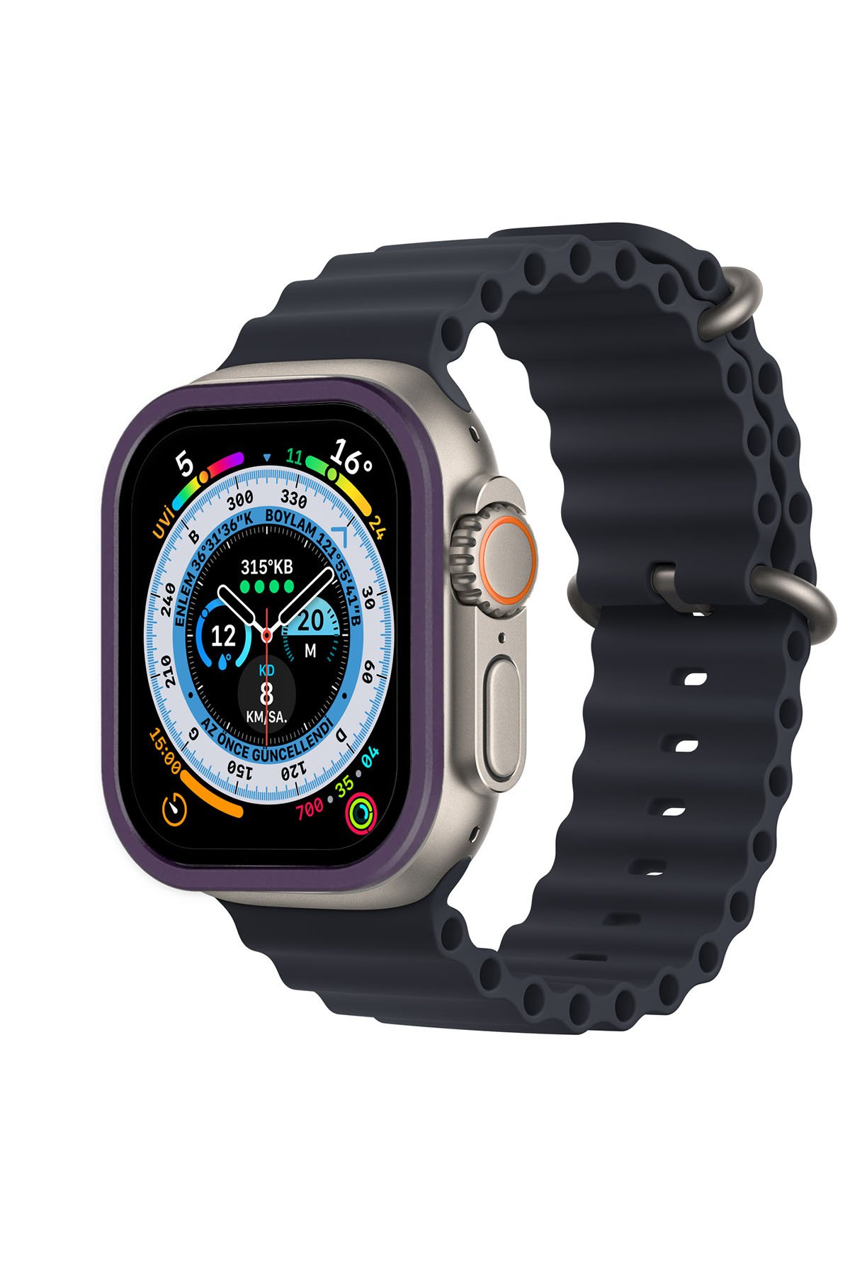 Newface Apple Watch Ultra 49mm Hasırlı Cırtcırtlı Kordon - Kahverengi