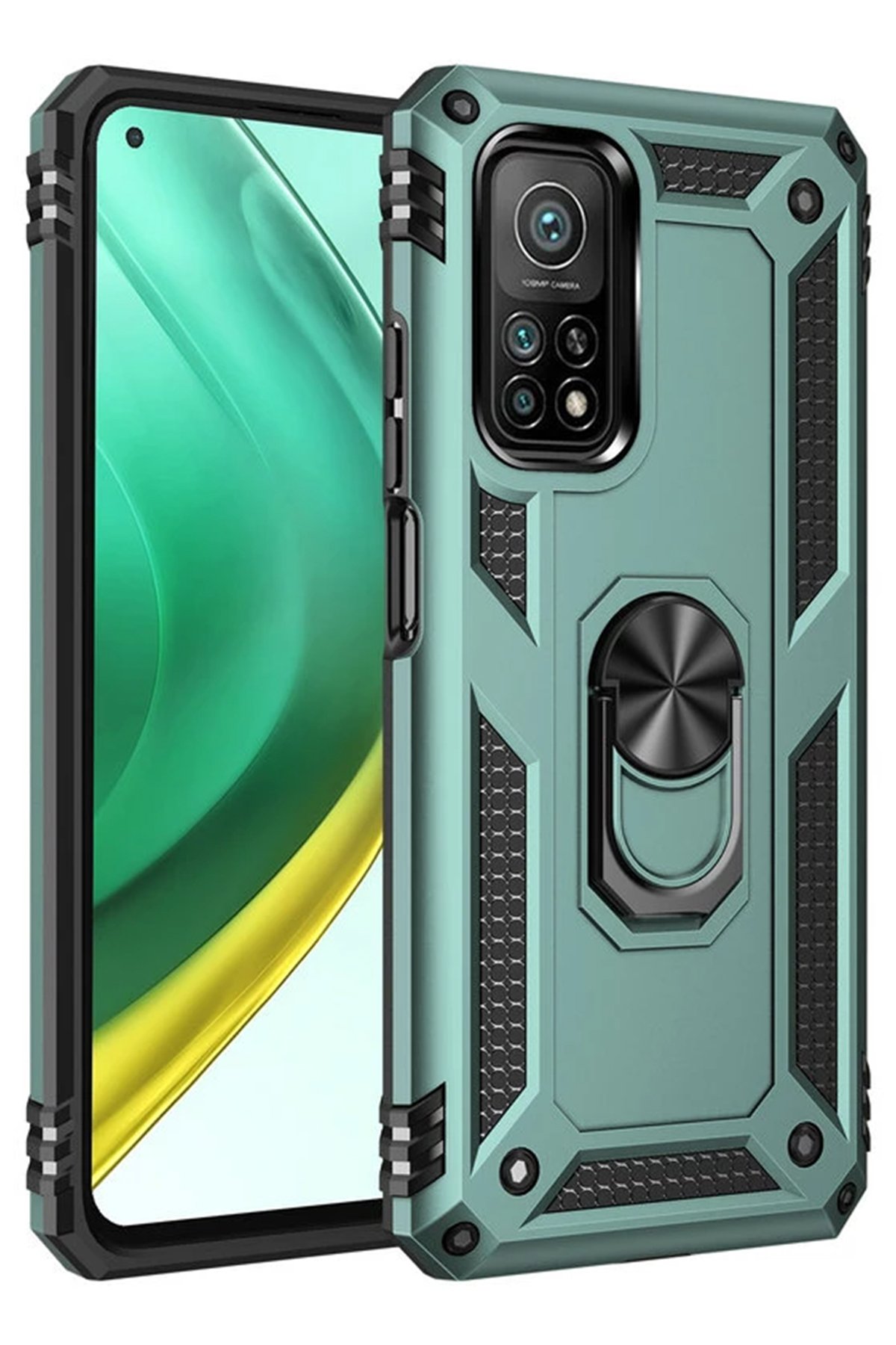 Newface Xiaomi Mi 10T Kılıf Miami Şeffaf Silikon - Koyu Yeşil