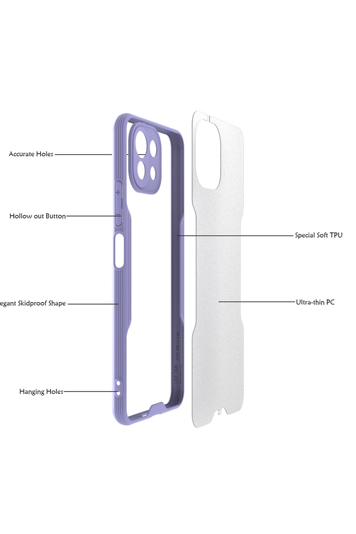 Newface Xiaomi Mİ 11 Lite Kılıf Color Lens Silikon - Gri