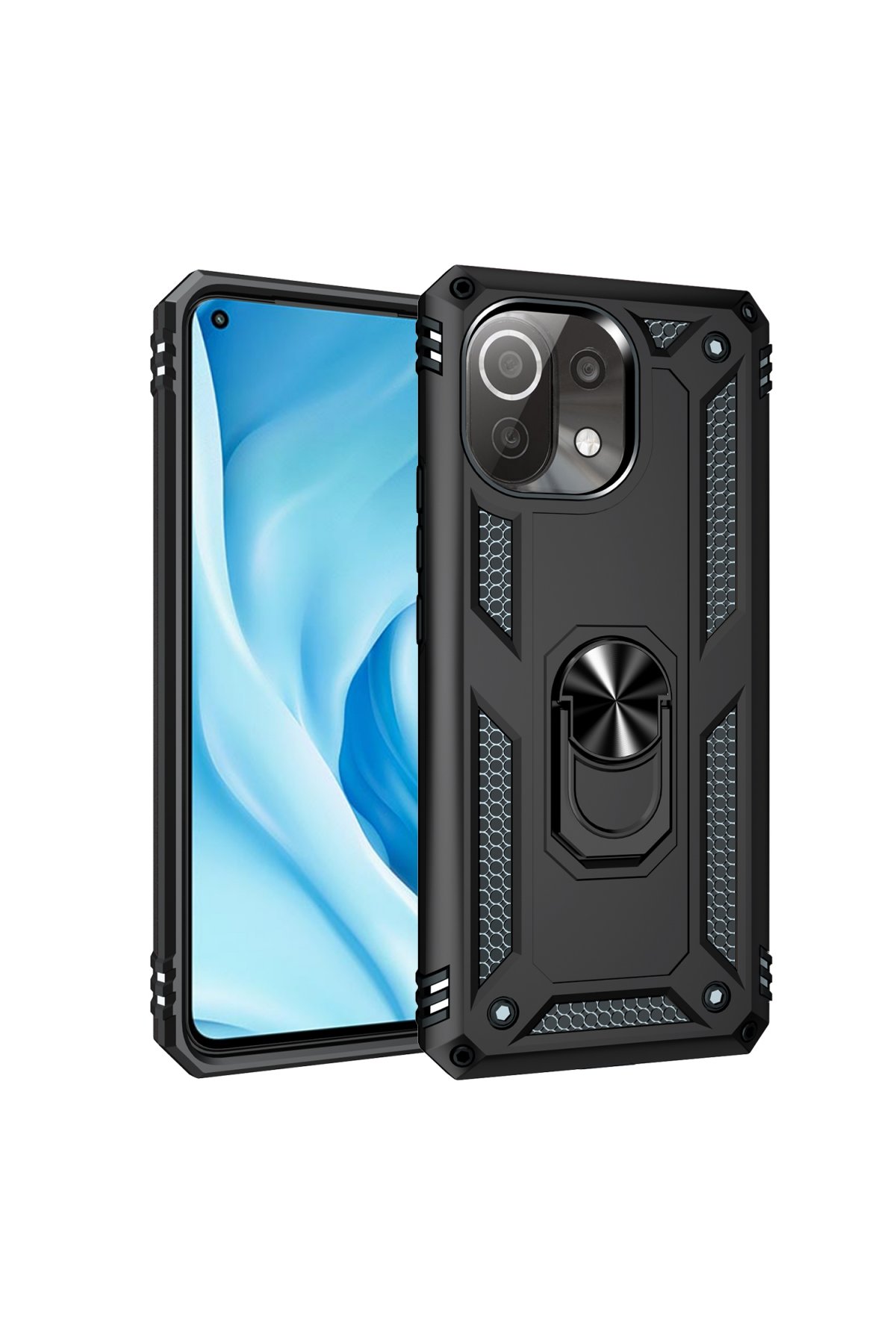 Newface Xiaomi Mİ 11 Lite Kılıf Sofya Yüzüklü Silikon Kapak - Gold