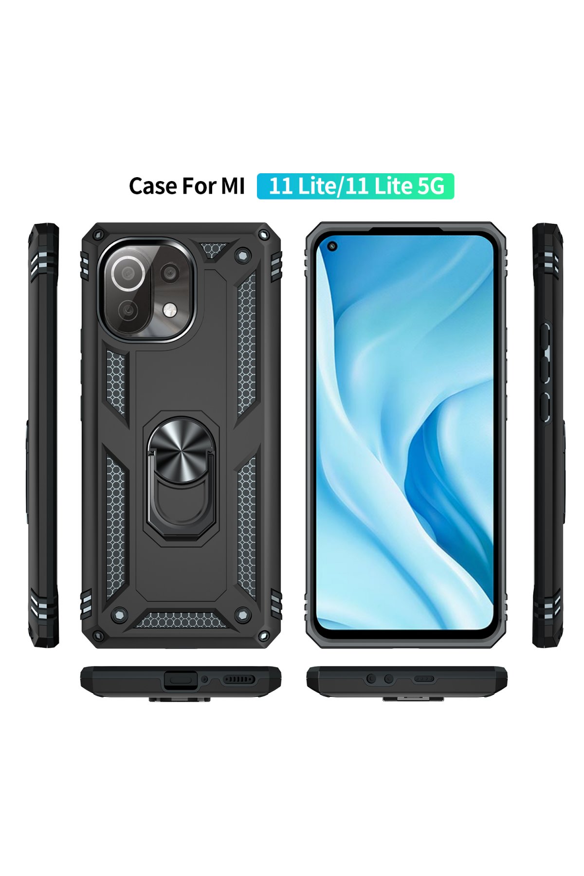 Newface Xiaomi Mİ 11 Lite Kılıf Sofya Yüzüklü Silikon Kapak - Gold