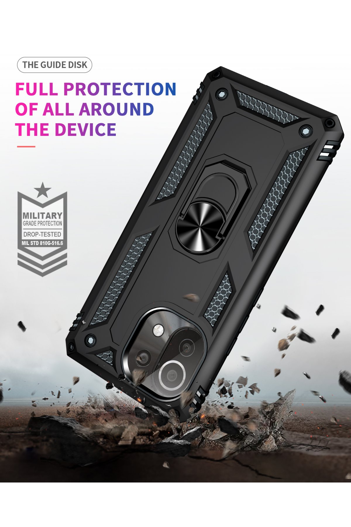 Newface Xiaomi Mİ 11 Lite Kılıf Sofya Yüzüklü Silikon Kapak - Gold