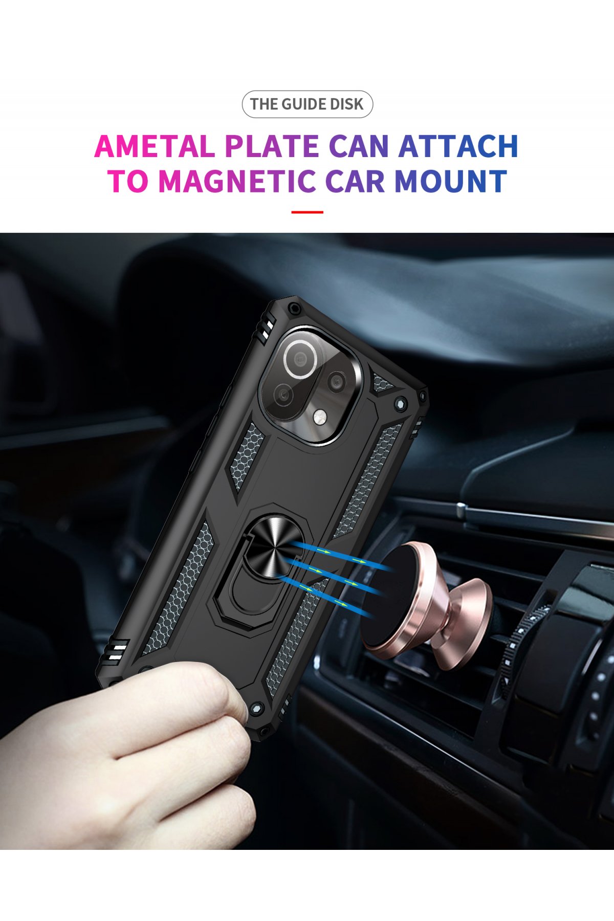 Newface Xiaomi Mİ 11 Lite Kılıf Sofya Yüzüklü Silikon Kapak - Gold