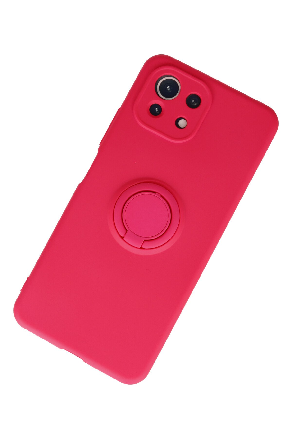 Newface Xiaomi Mİ 11 Lite Kılıf Zuma Kartvizitli Yüzüklü Silikon - Pembe
