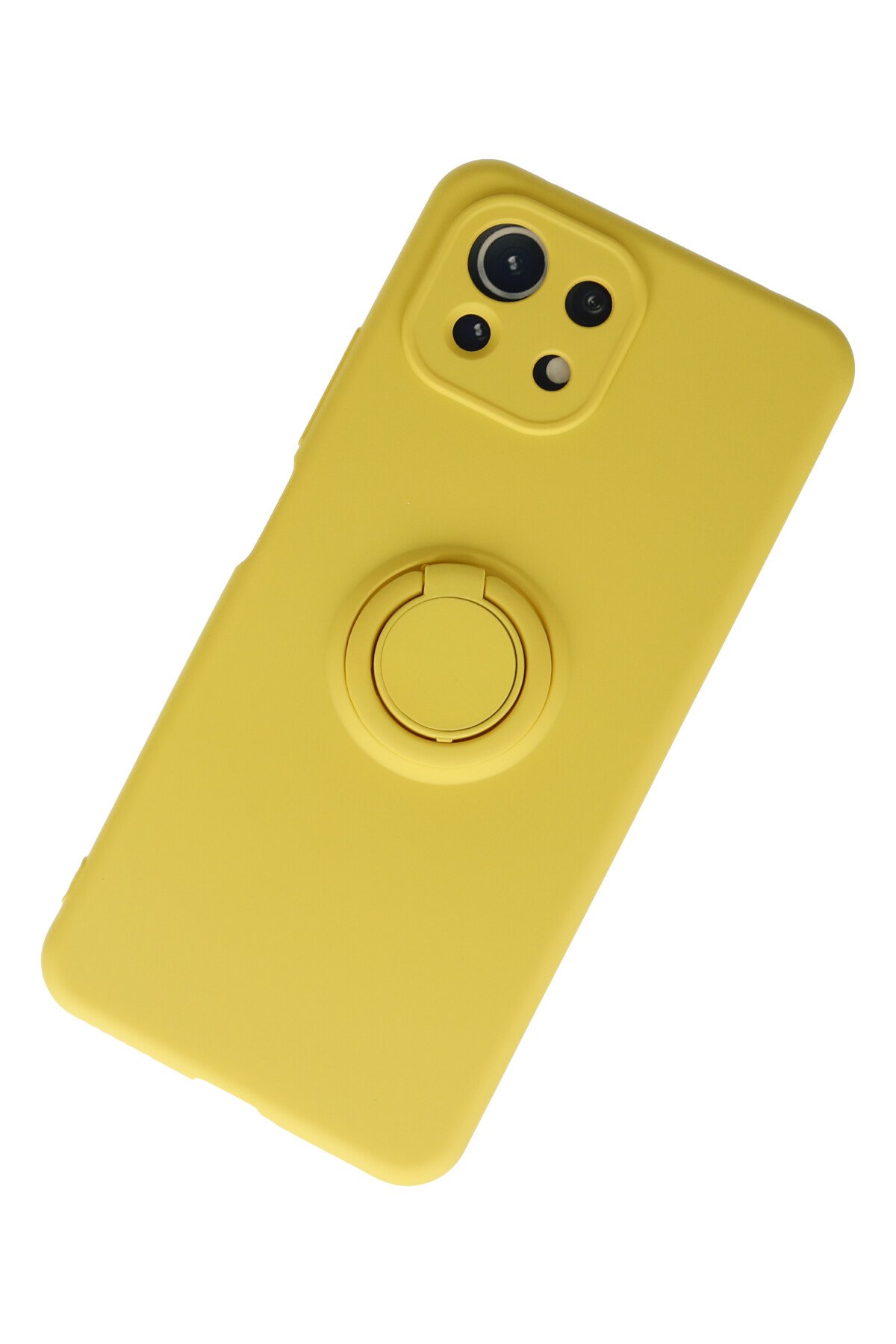 Newface Xiaomi Mİ 11 Lite Kılıf Palm Buzlu Kamera Sürgülü Silikon - Sarı