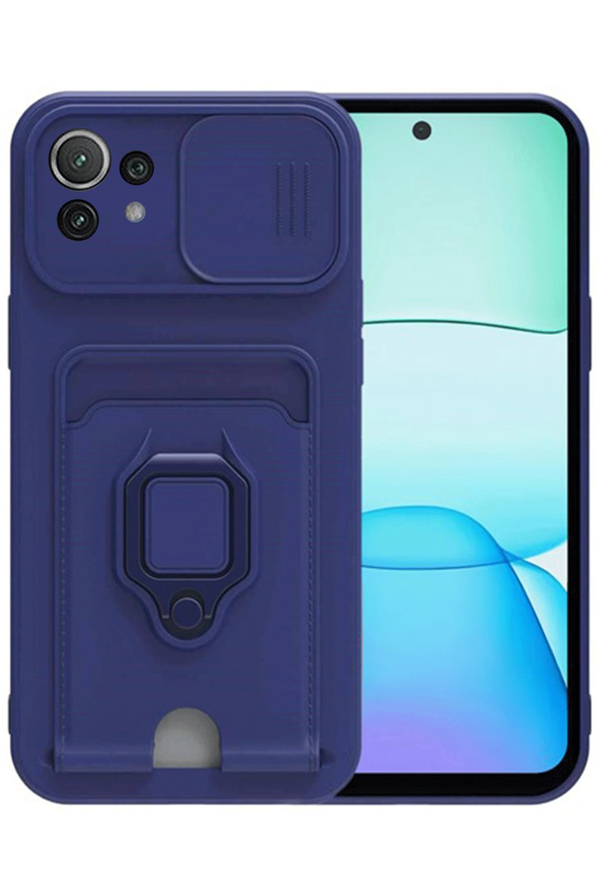 Newface Xiaomi Mİ 11 Lite Kılıf Pars Lens Yüzüklü Silikon - Siyah