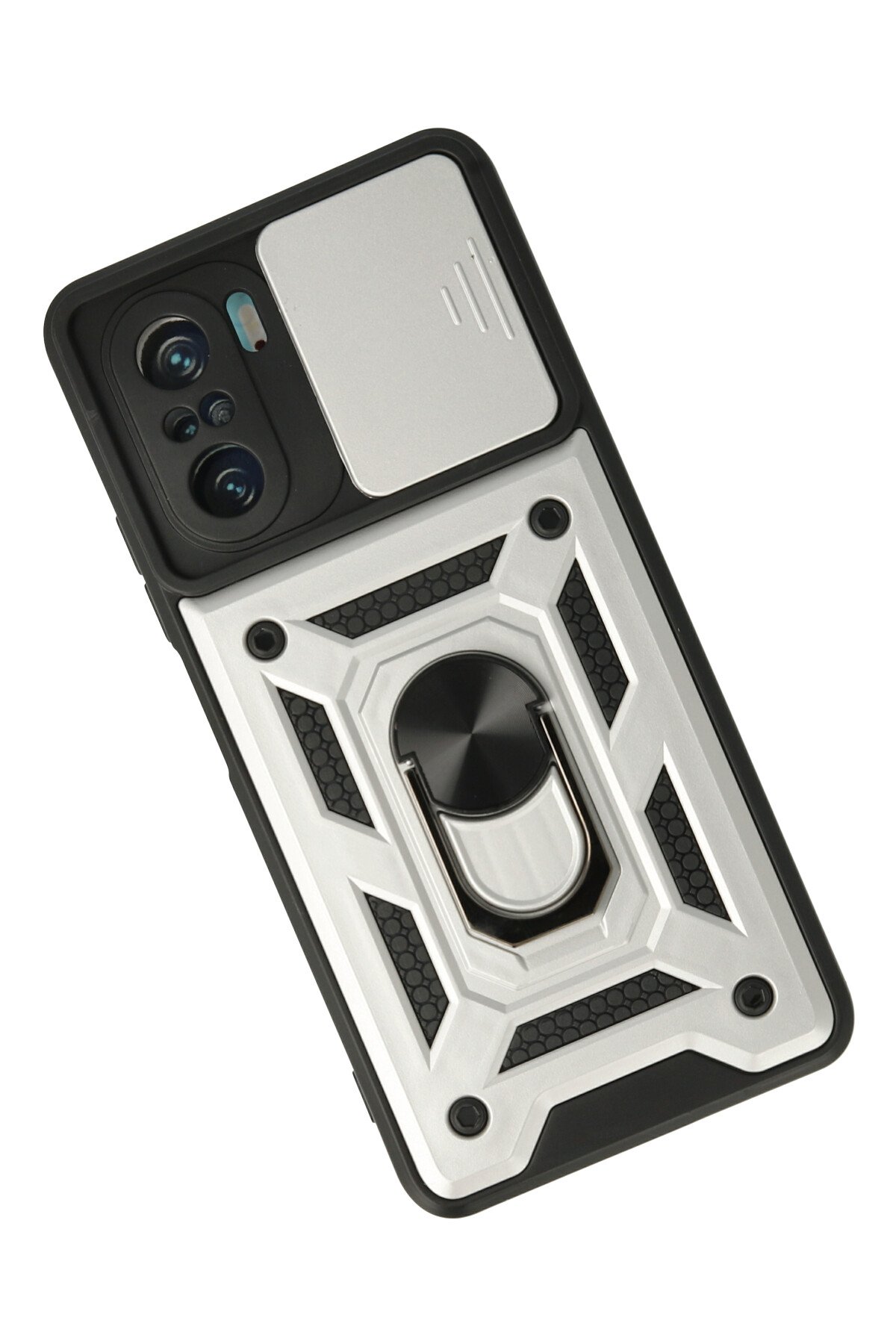 Newface Xiaomi Mi 11i Kılıf Simli Yüzüklü Silikon - Yeşil