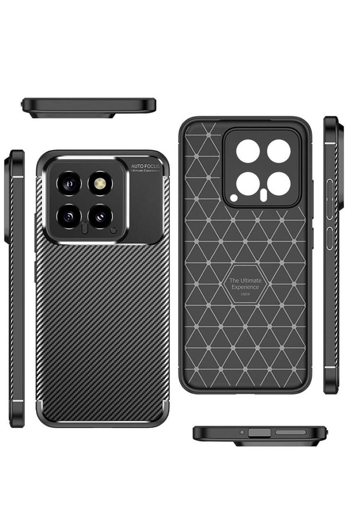 Newface Xiaomi Mi 14 Kılıf Auto Focus Karbon Kapak - Siyah