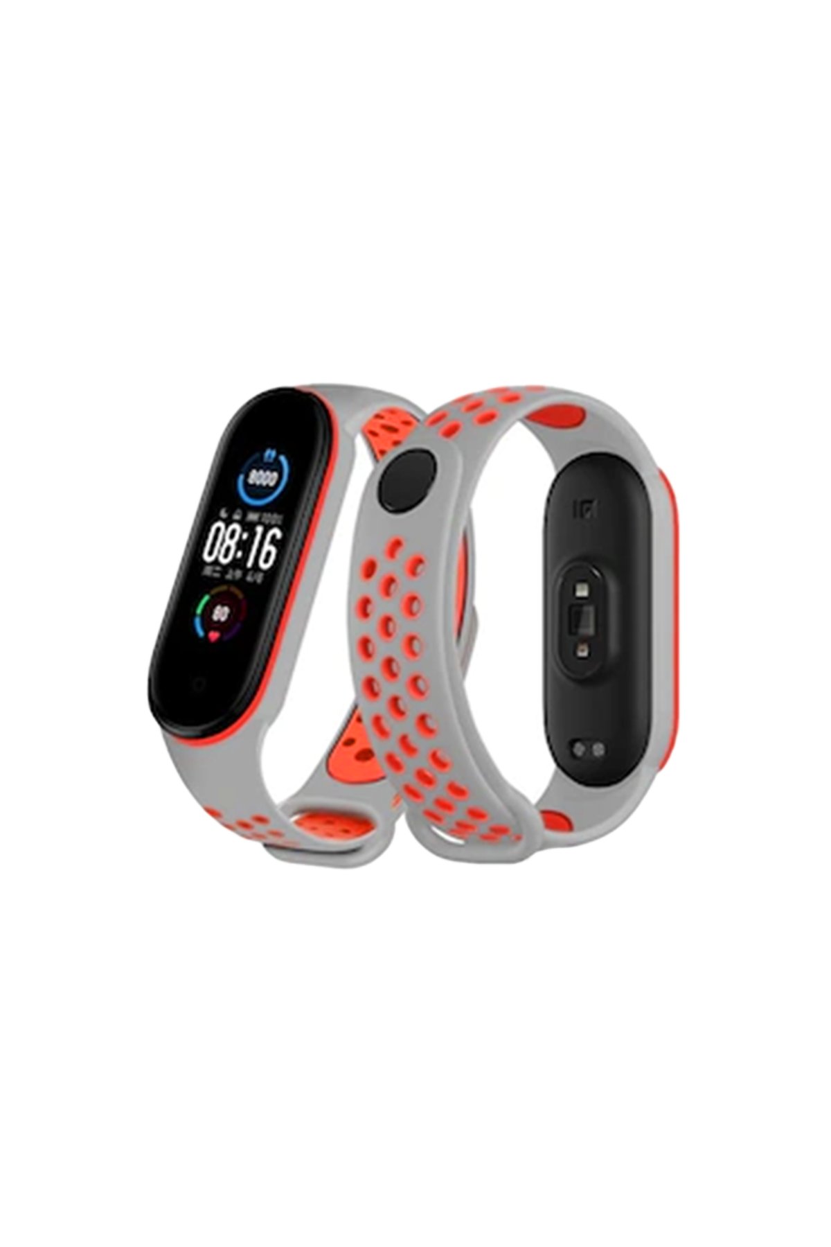 Newface Xiaomi Mi Band 3 Hasırlı Cırtcırtlı Kordon - Turuncu-Gri