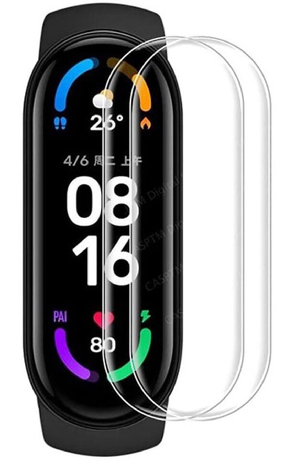 Newface Xiaomi Mi Band 5 Hasırlı Cırtcırtlı Kordon - Sarı-Lacivert