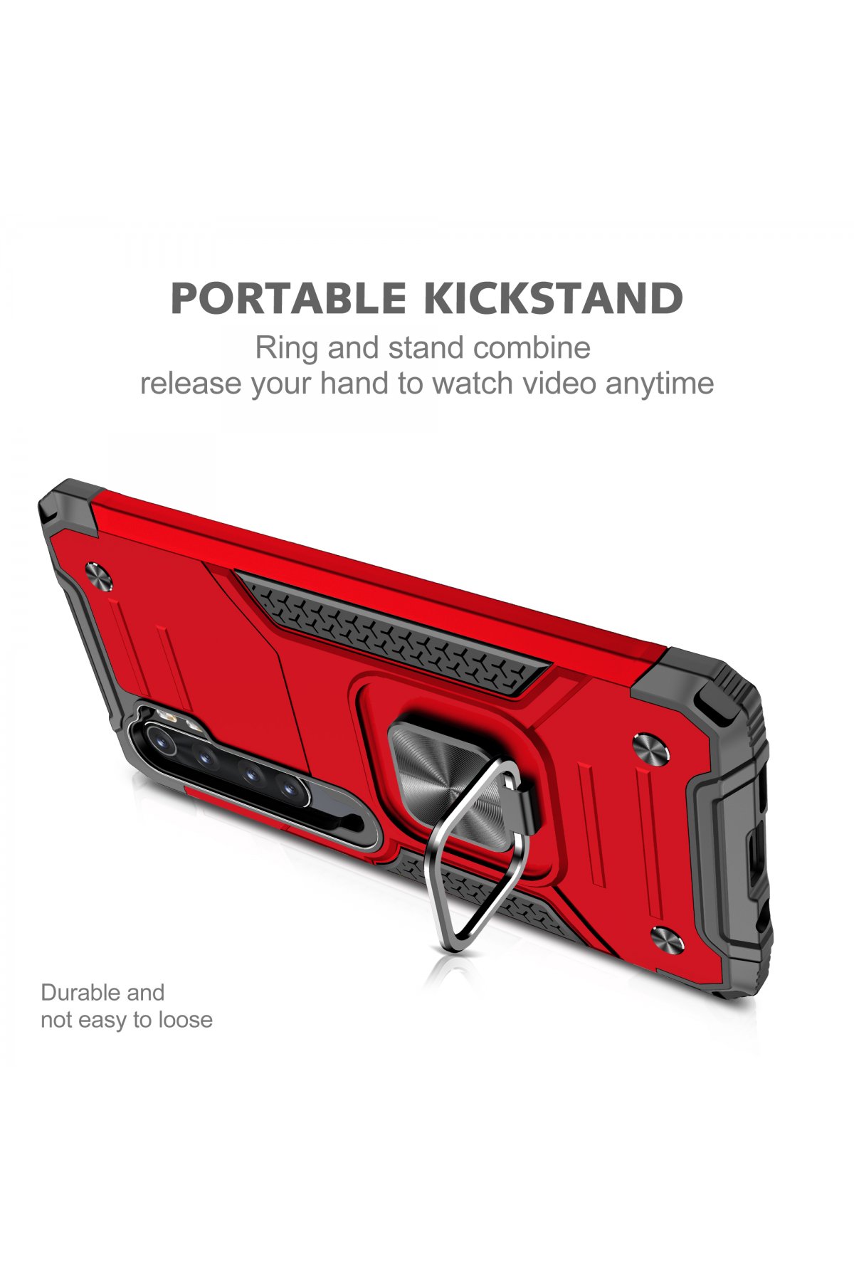 Newface Xiaomi Mi Note 10 Lite Kılıf Gros Yüzüklü Silikon - Kırmızı