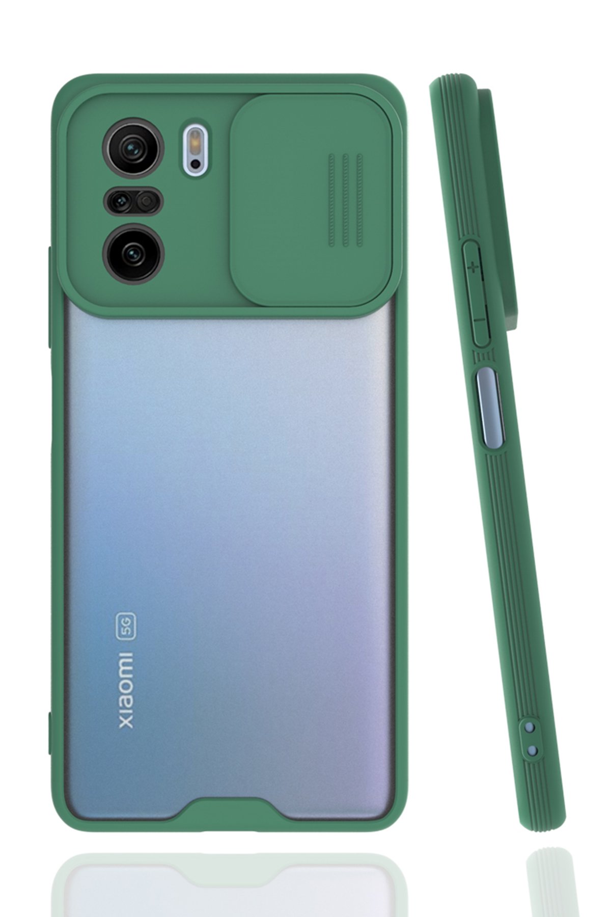 Newface Xiaomi Poco F3 Kılıf Palm Buzlu Kamera Sürgülü Silikon - Yeşil