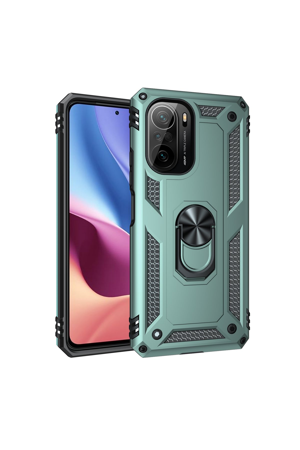 Newface Xiaomi Poco F3 Kılıf Elit Yüzüklü Kapak - Kırmızı